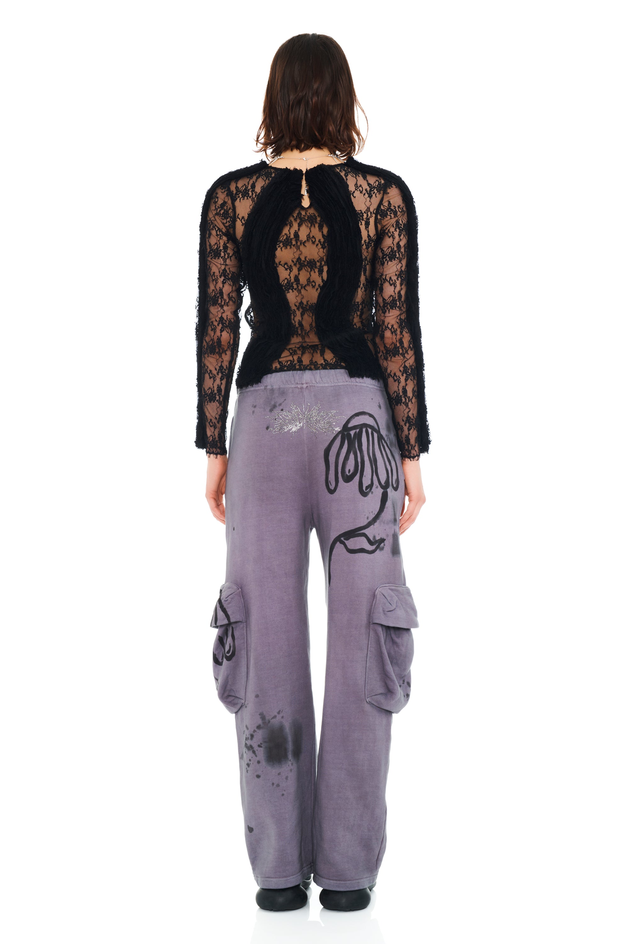 CHARCOAL DAISY CARGO SWEATPANT