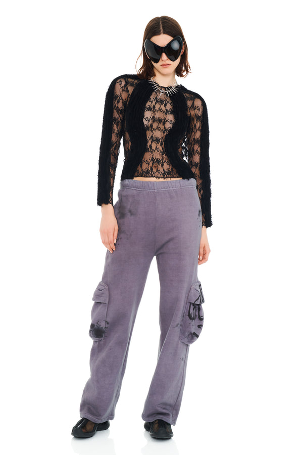 CHARCOAL DAISY CARGO SWEATPANT