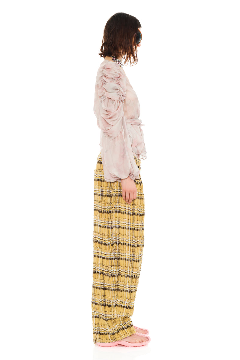 BEIGE WATERCOLOR ROSES CELOSIA WRAP TOP