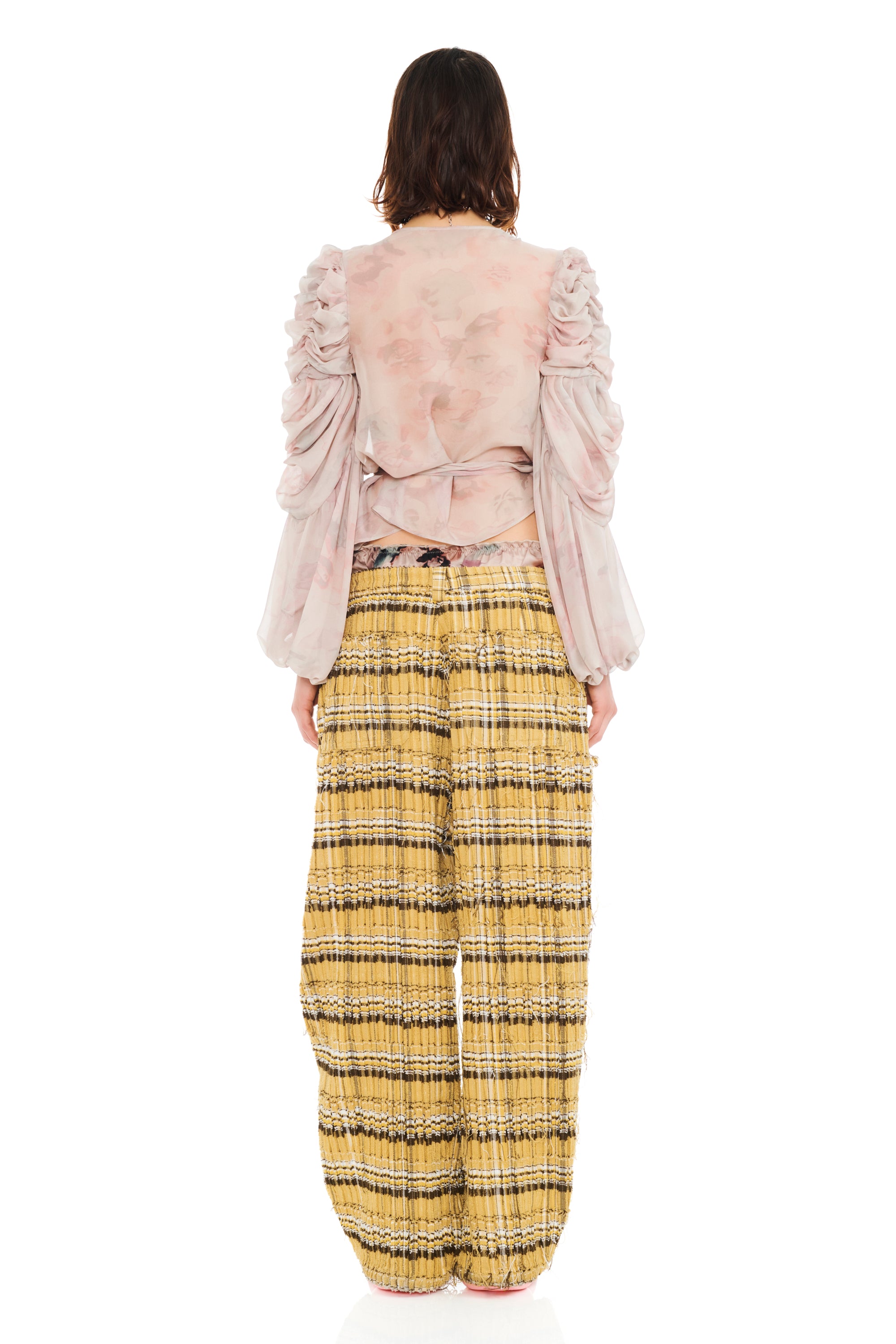 BEIGE WATERCOLOR ROSES CELOSIA WRAP TOP