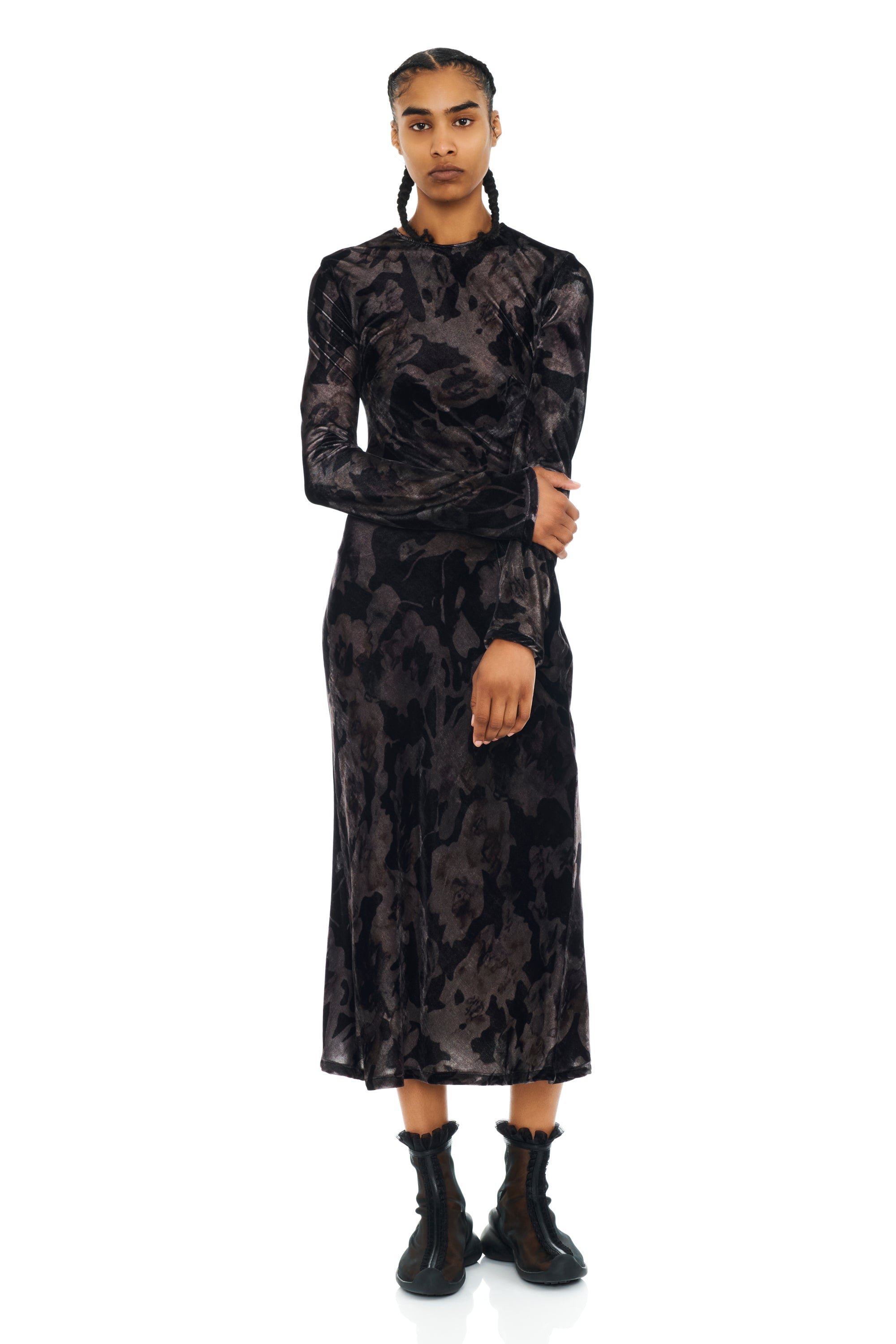 BLACK WATERCOLOR ROSES YURI DRESS