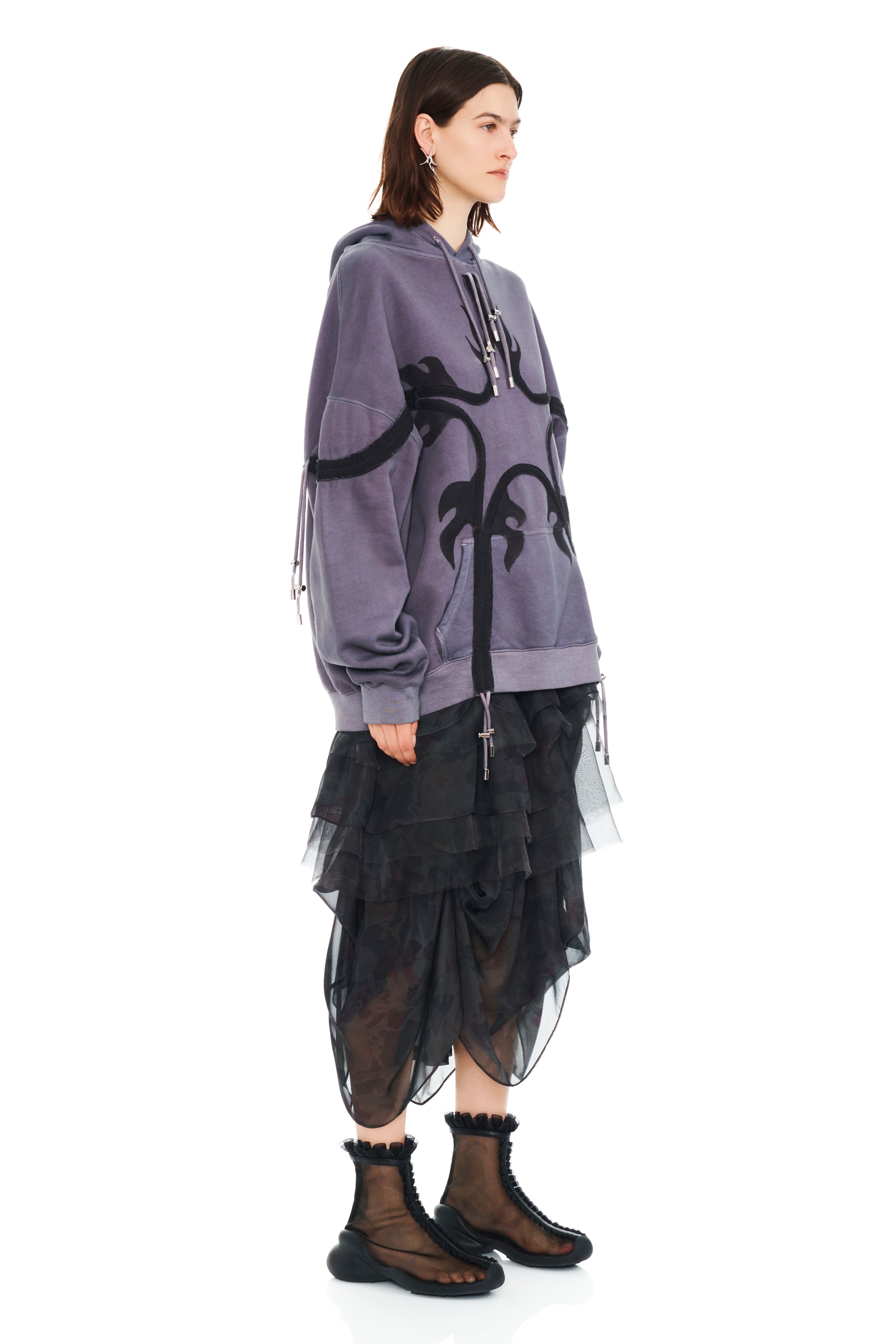 CHARCOAL FLAMES STAR HOODIE