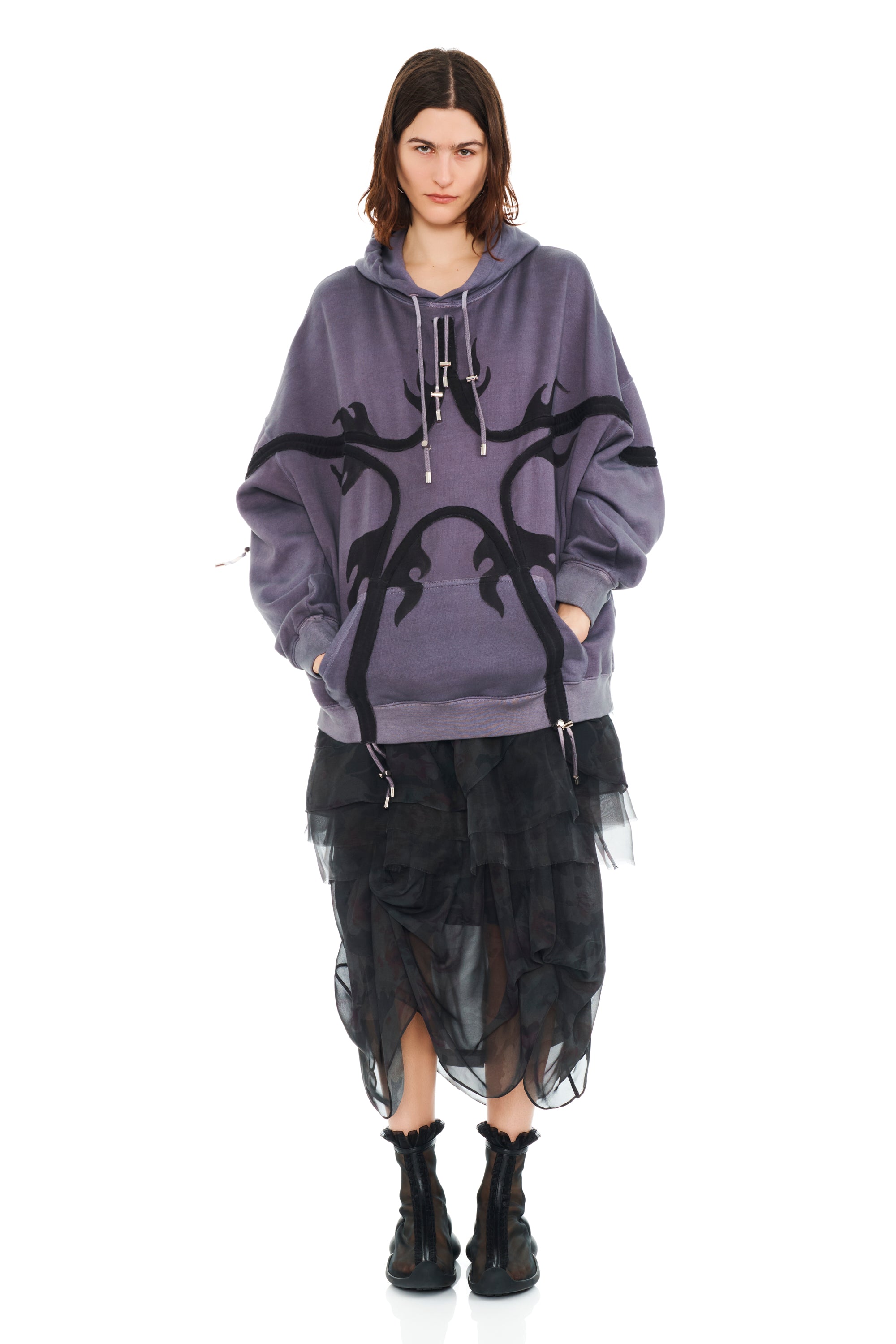 CHARCOAL FLAMES STAR HOODIE