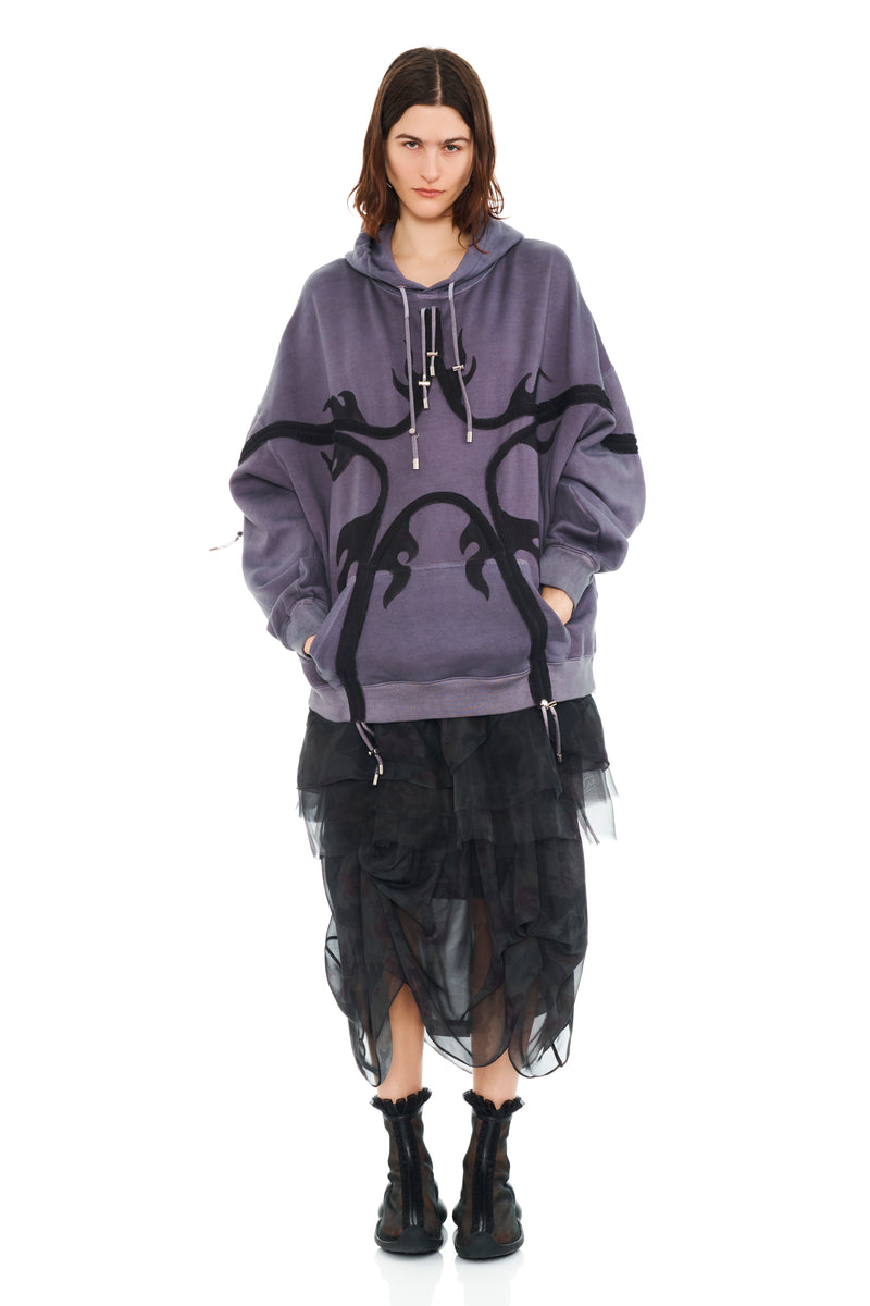 CHARCOAL FLAMES STAR HOODIE