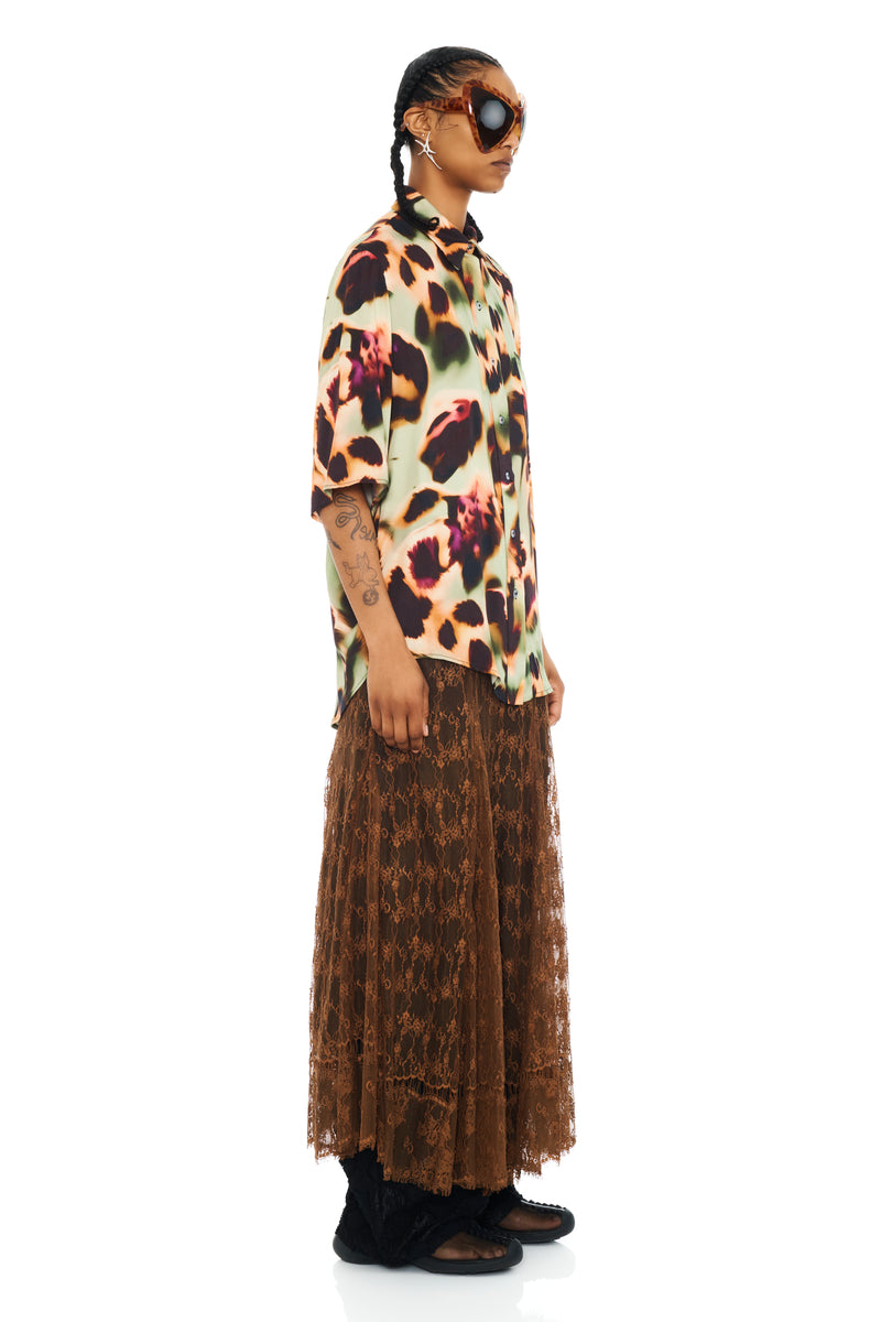 DRIPPY LEOPARD SUNNY BUTTON UP