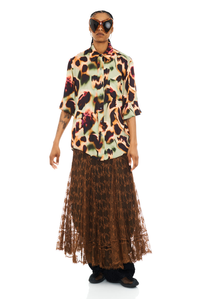 DRIPPY LEOPARD SUNNY BUTTON UP