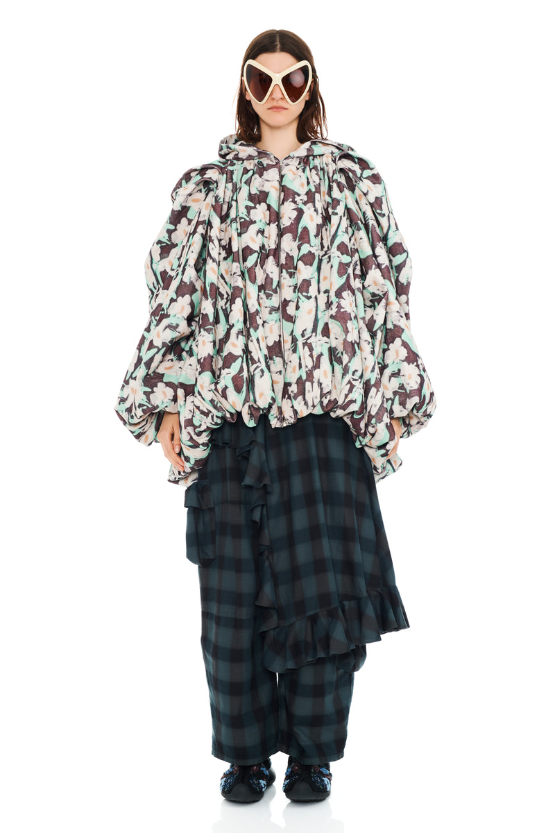 BLACK PAINTED DAISY PILLOW COAT