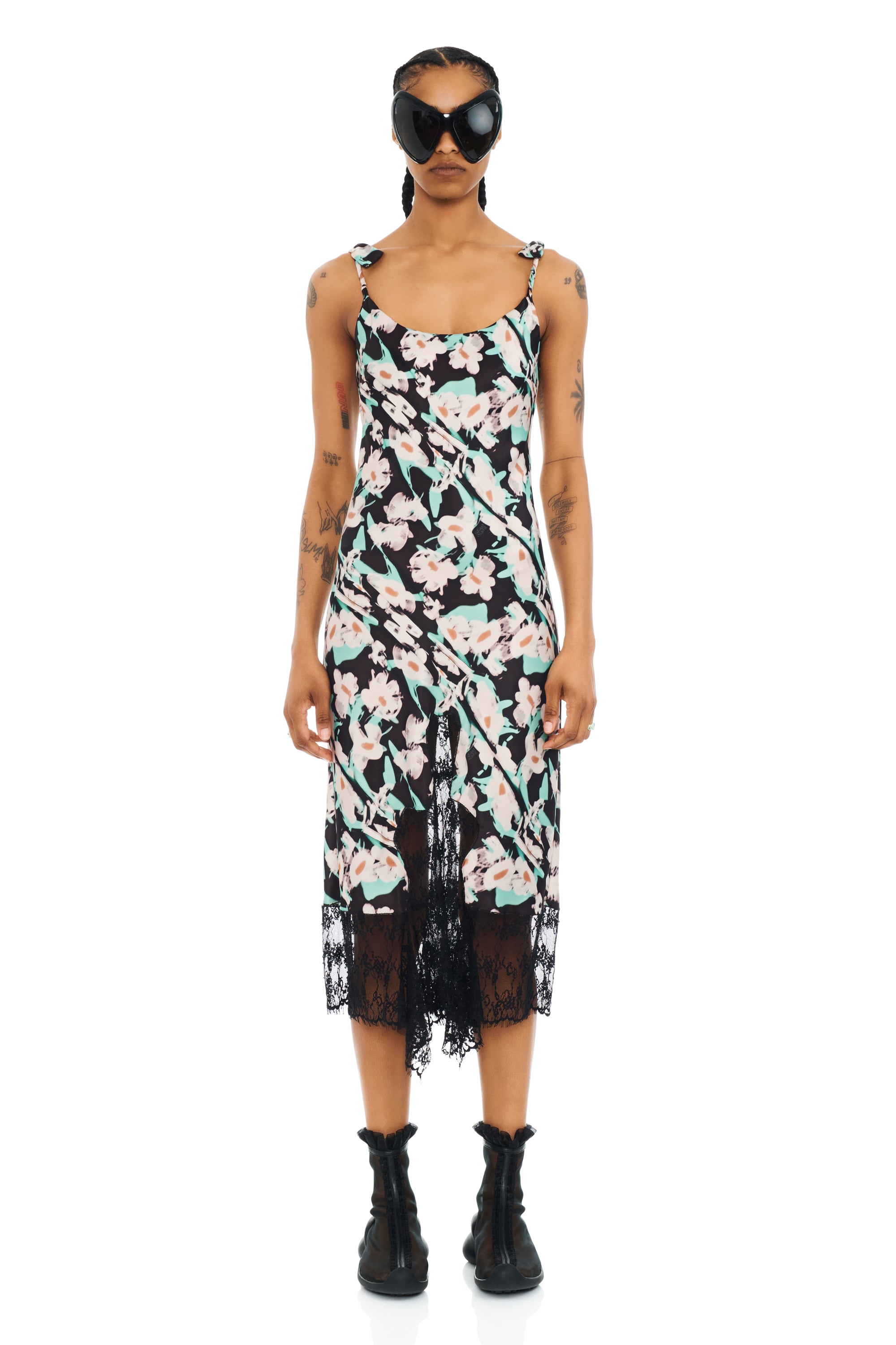 BLACK PAINTED DAISY CYPRESS DRESS