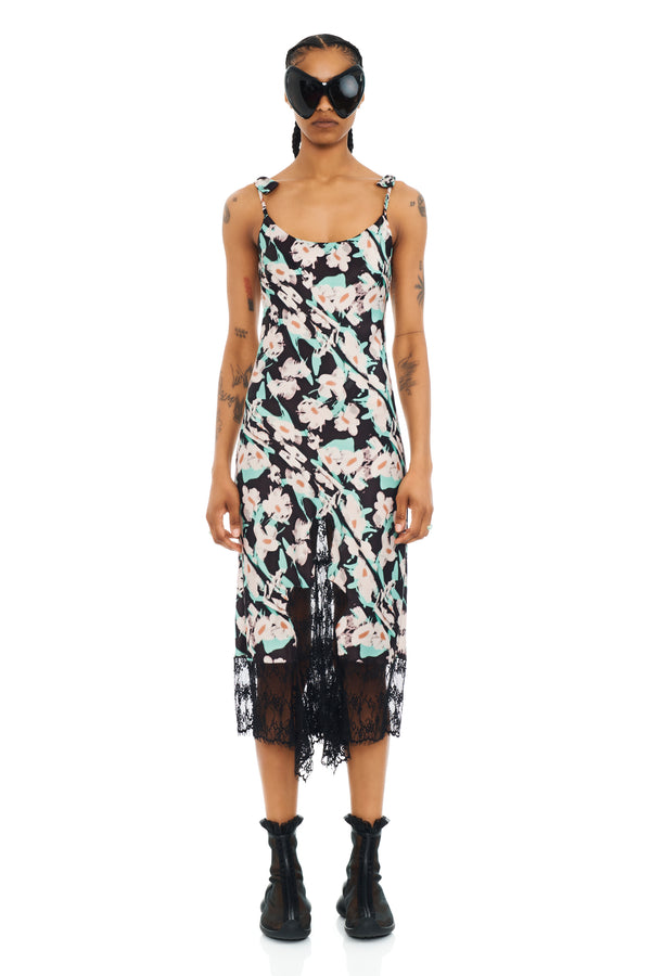 BLACK PAINTED DAISY CYPRESS DRESS