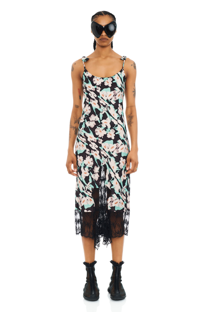 BLACK PAINTED DAISY CYPRESS DRESS