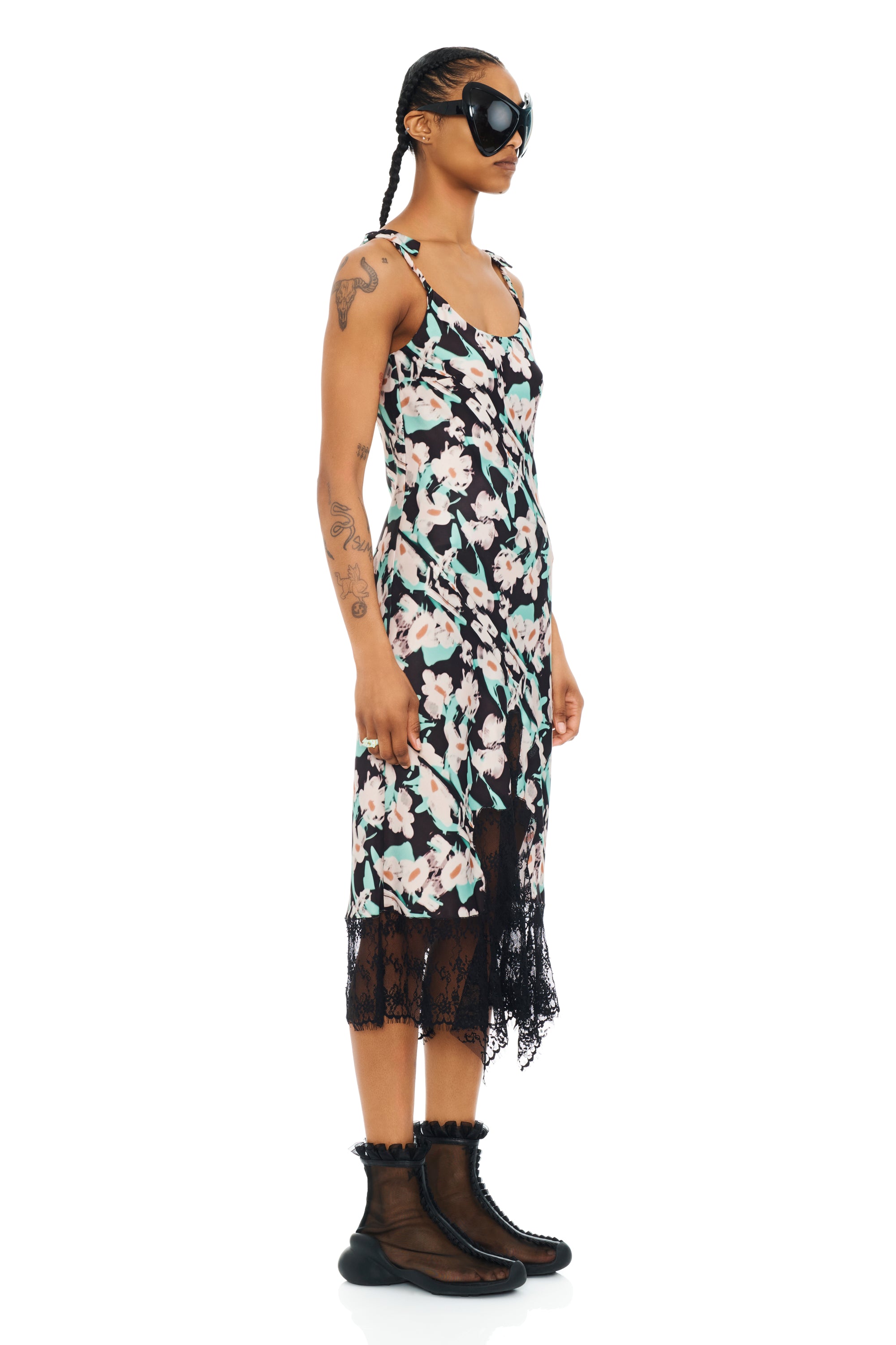BLACK PAINTED DAISY CYPRESS DRESS