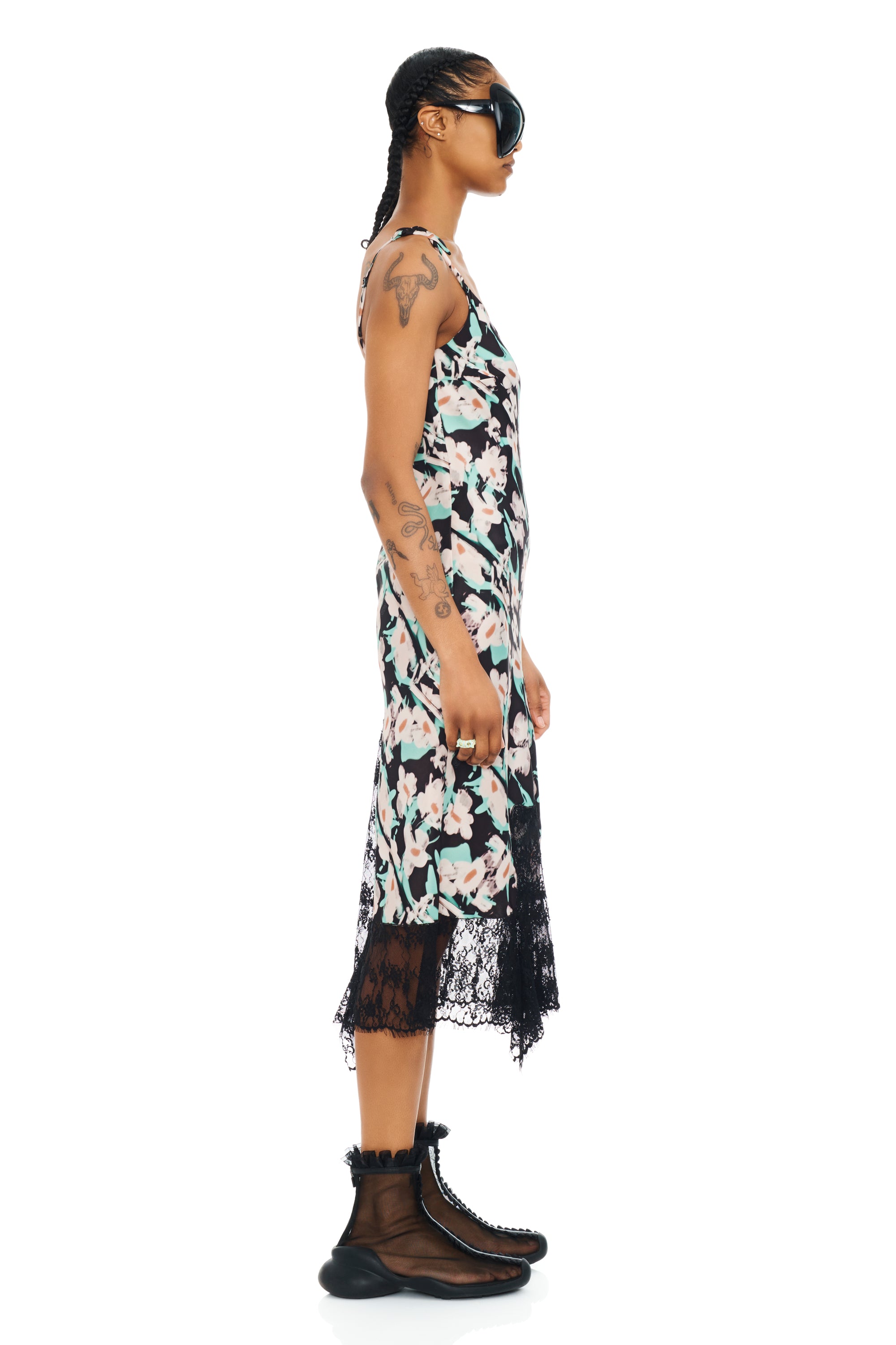 BLACK PAINTED DAISY CYPRESS DRESS