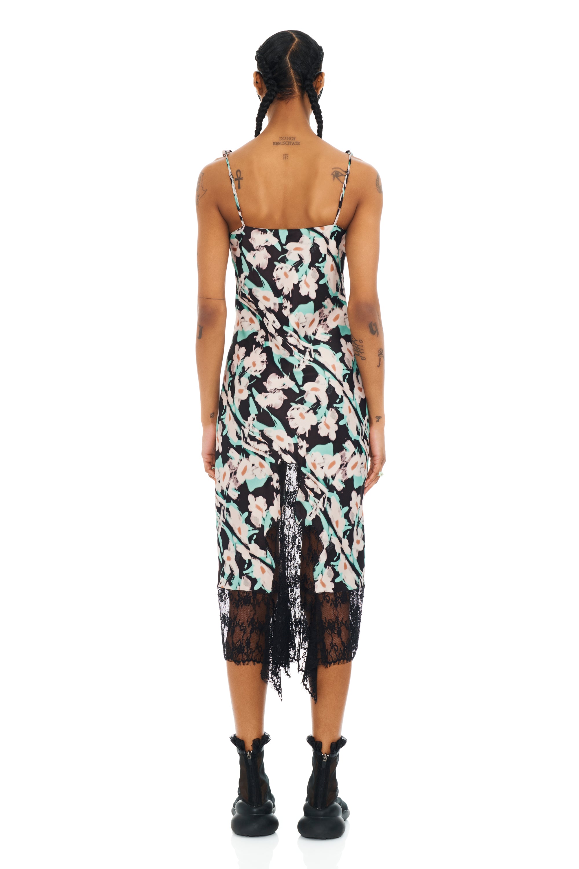 BLACK PAINTED DAISY CYPRESS DRESS