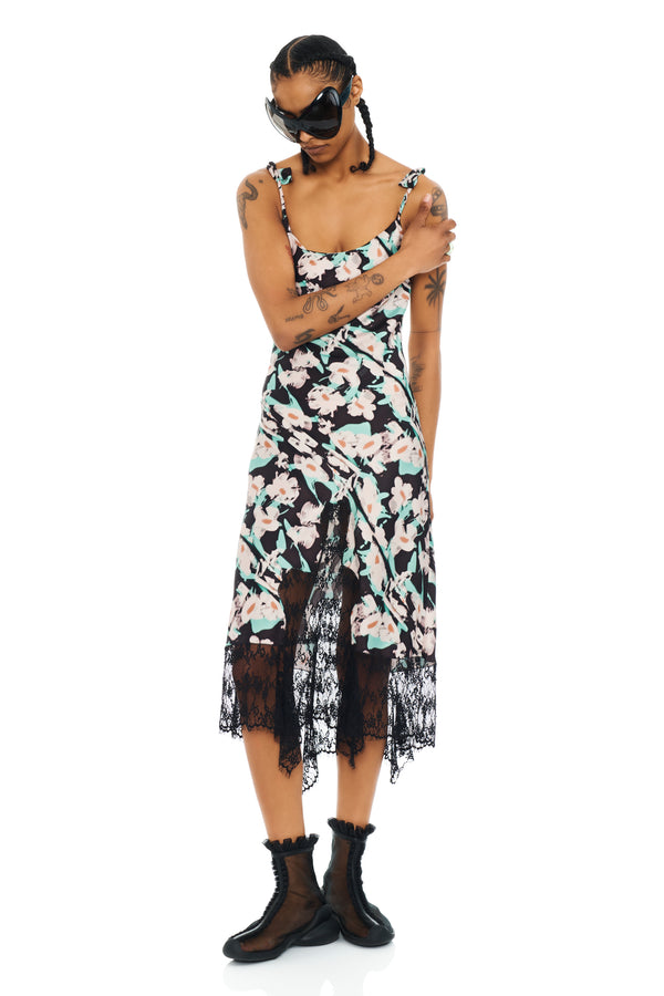 BLACK PAINTED DAISY CYPRESS DRESS
