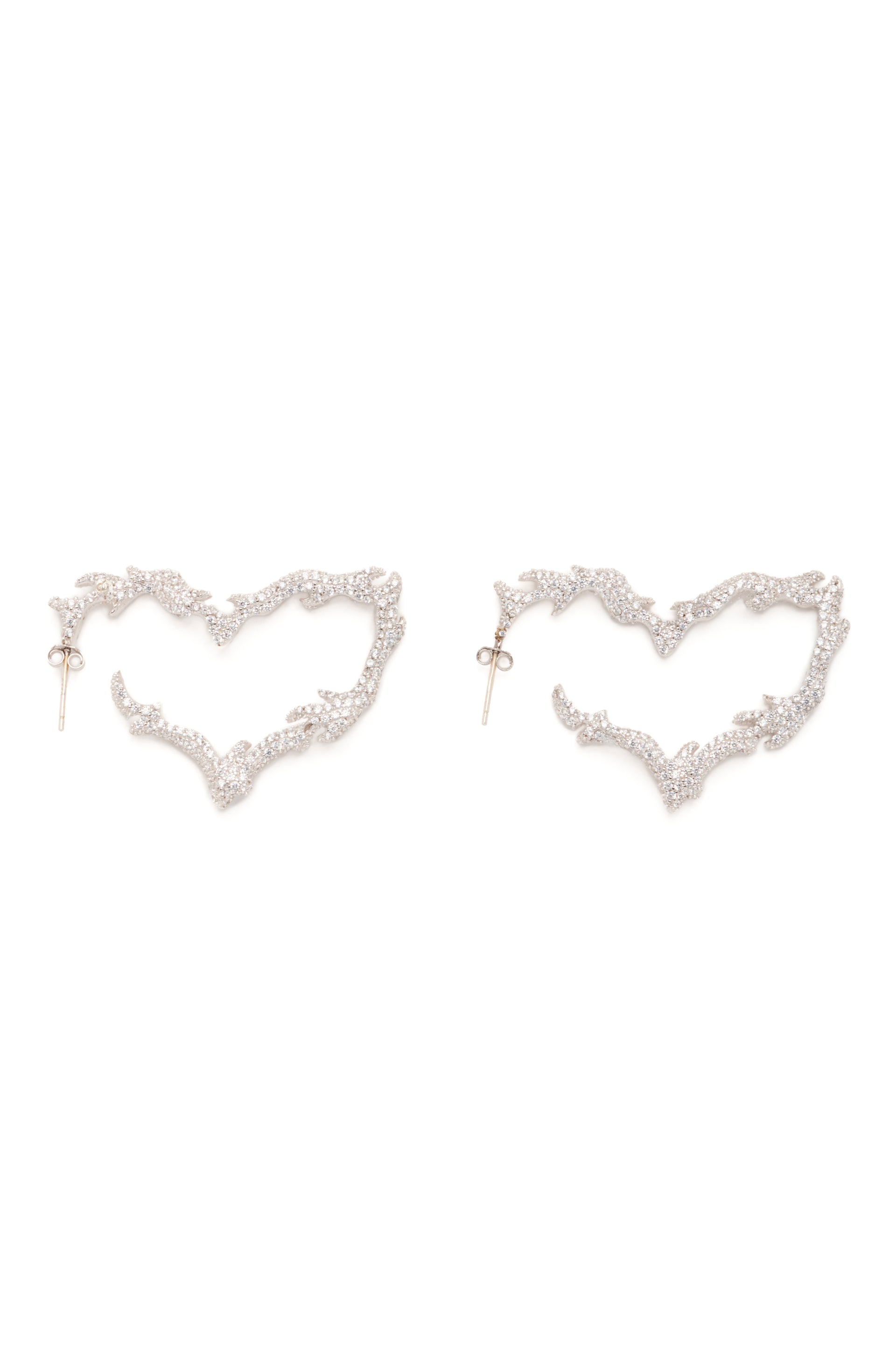 CRYSTAL CLEAR FLAME HEART EARRINGS