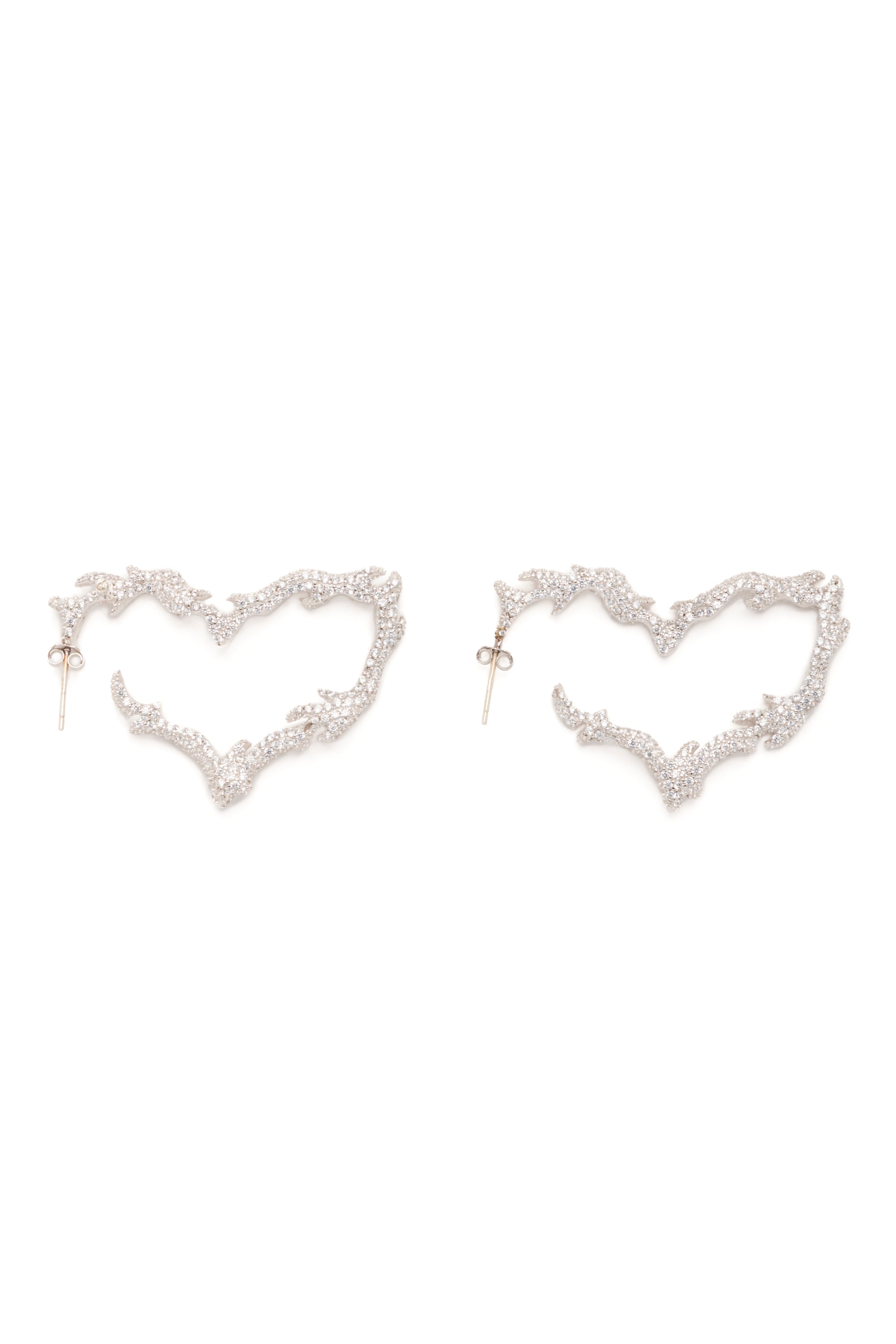 CRYSTAL CLEAR FLAME HEART EARRINGS