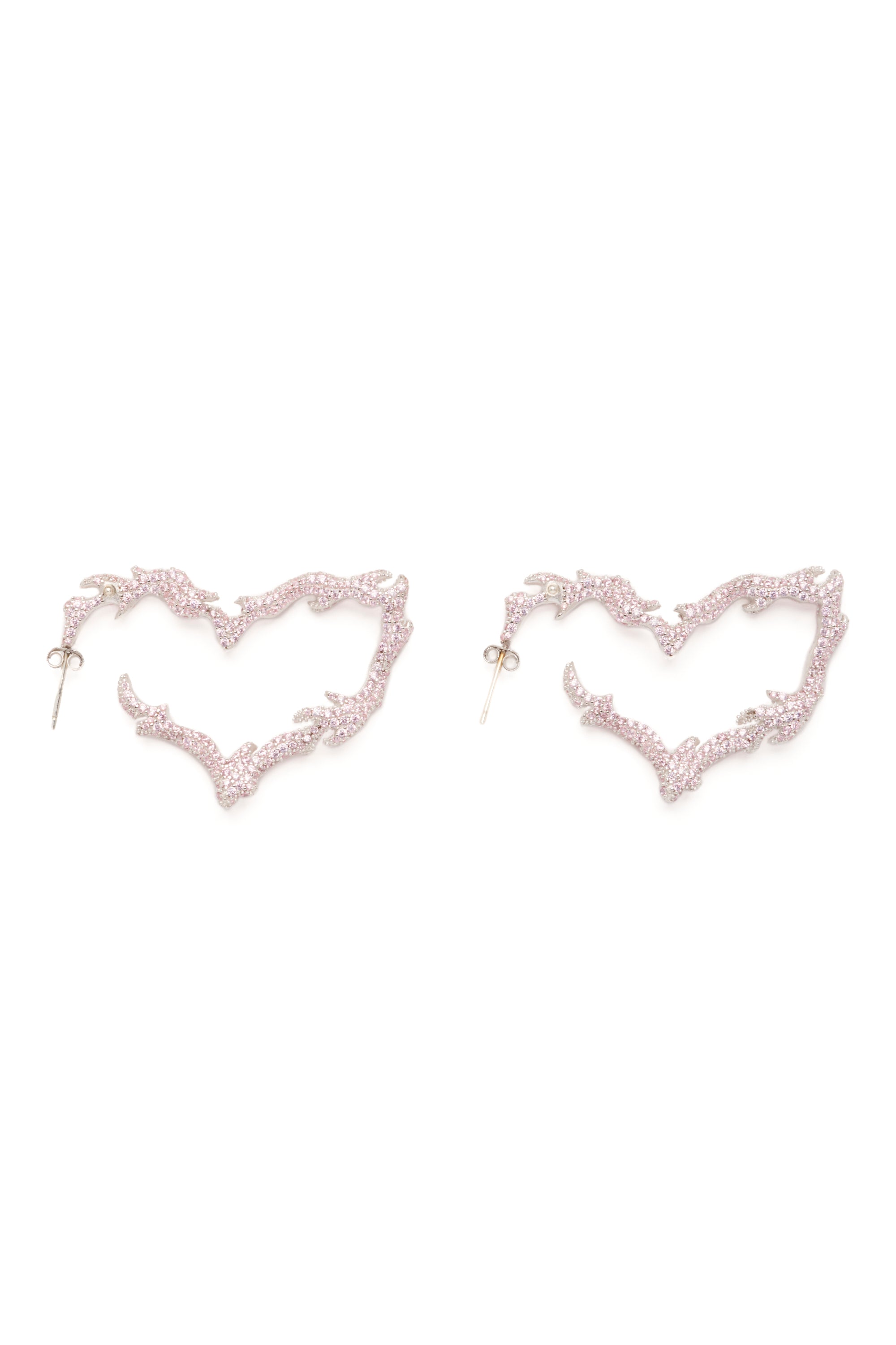 PINK FLAME HEART EARRINGS