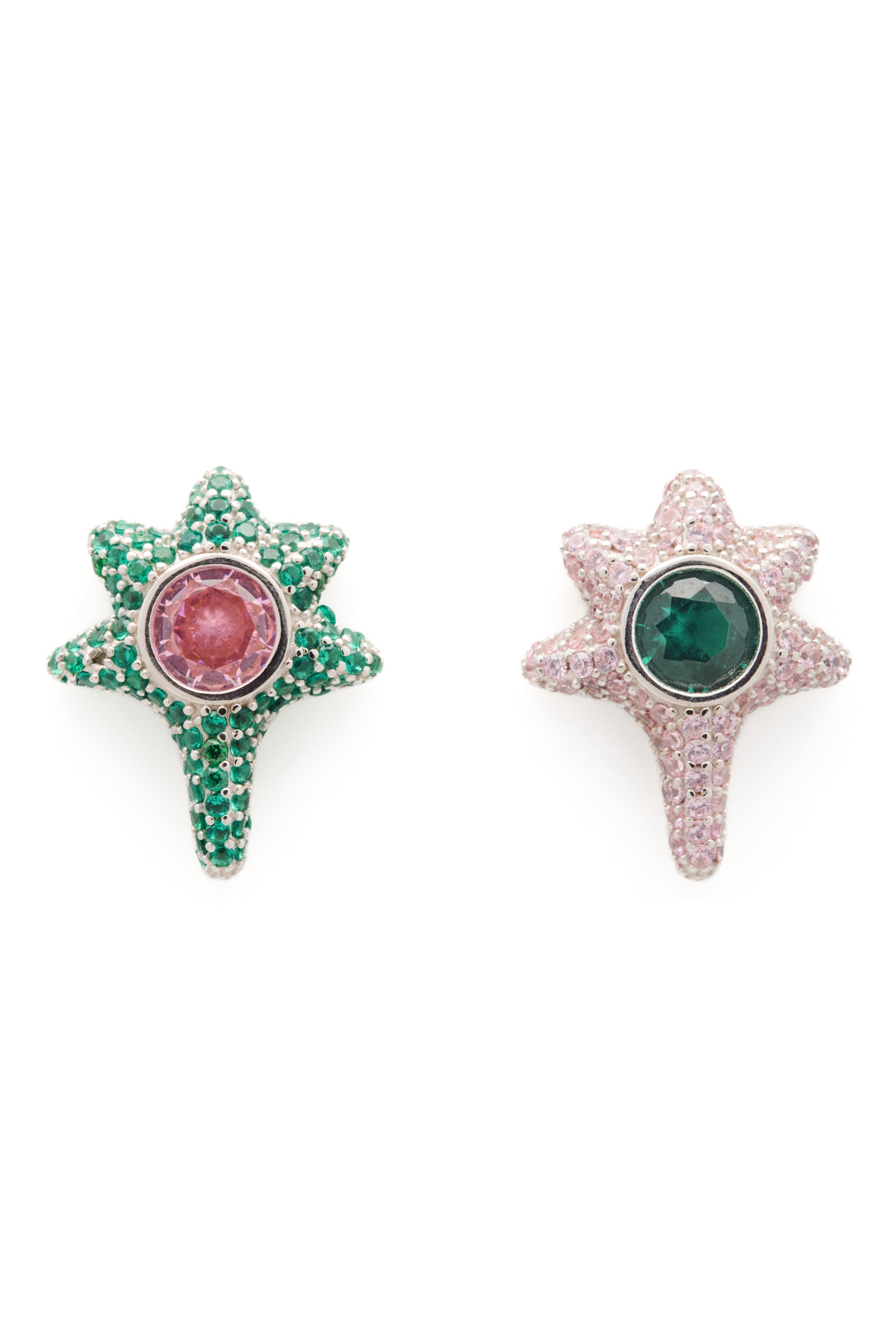 EMERALD PINK CORAL STUDS