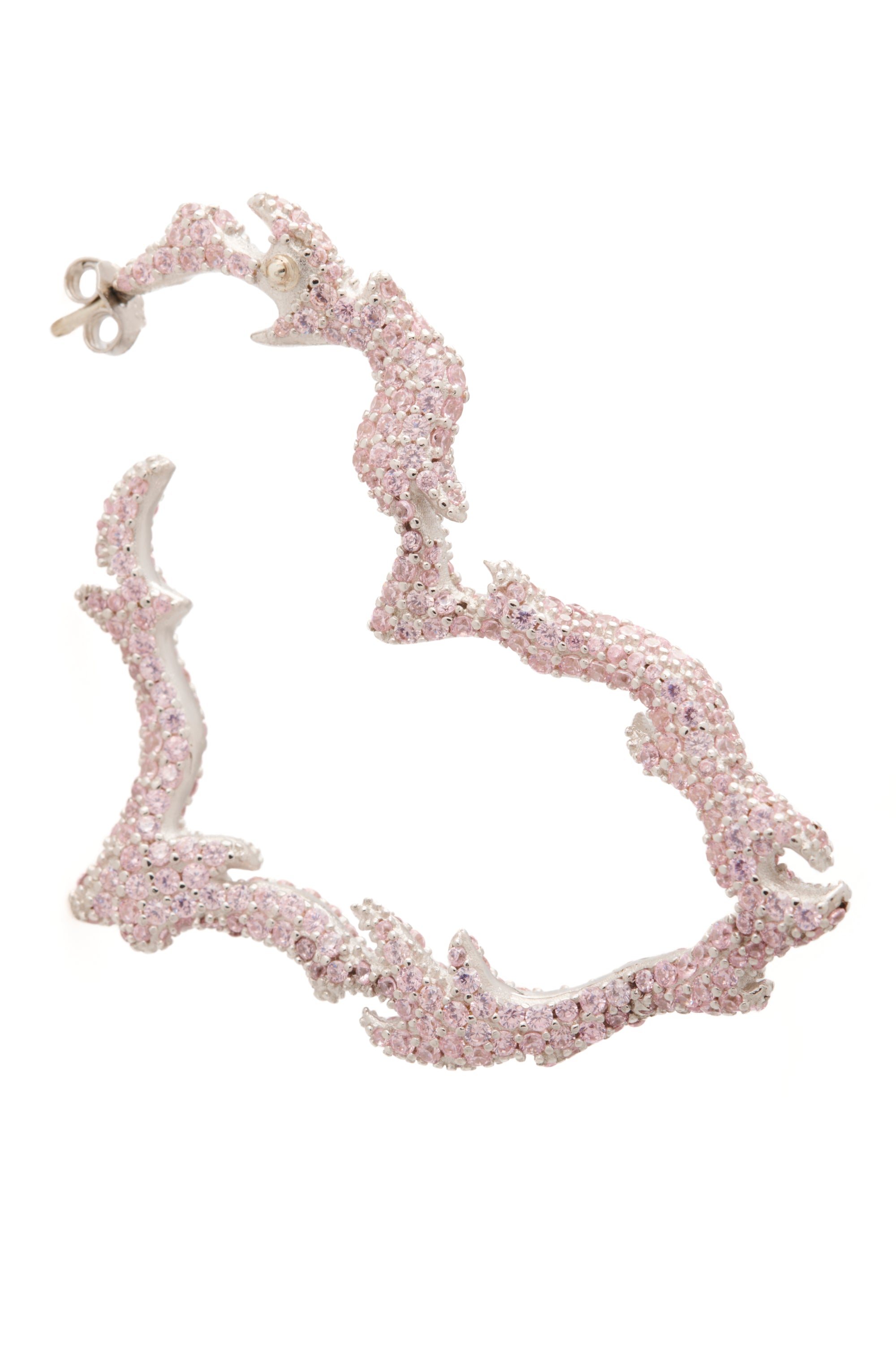 PINK FLAME HEART EARRINGS