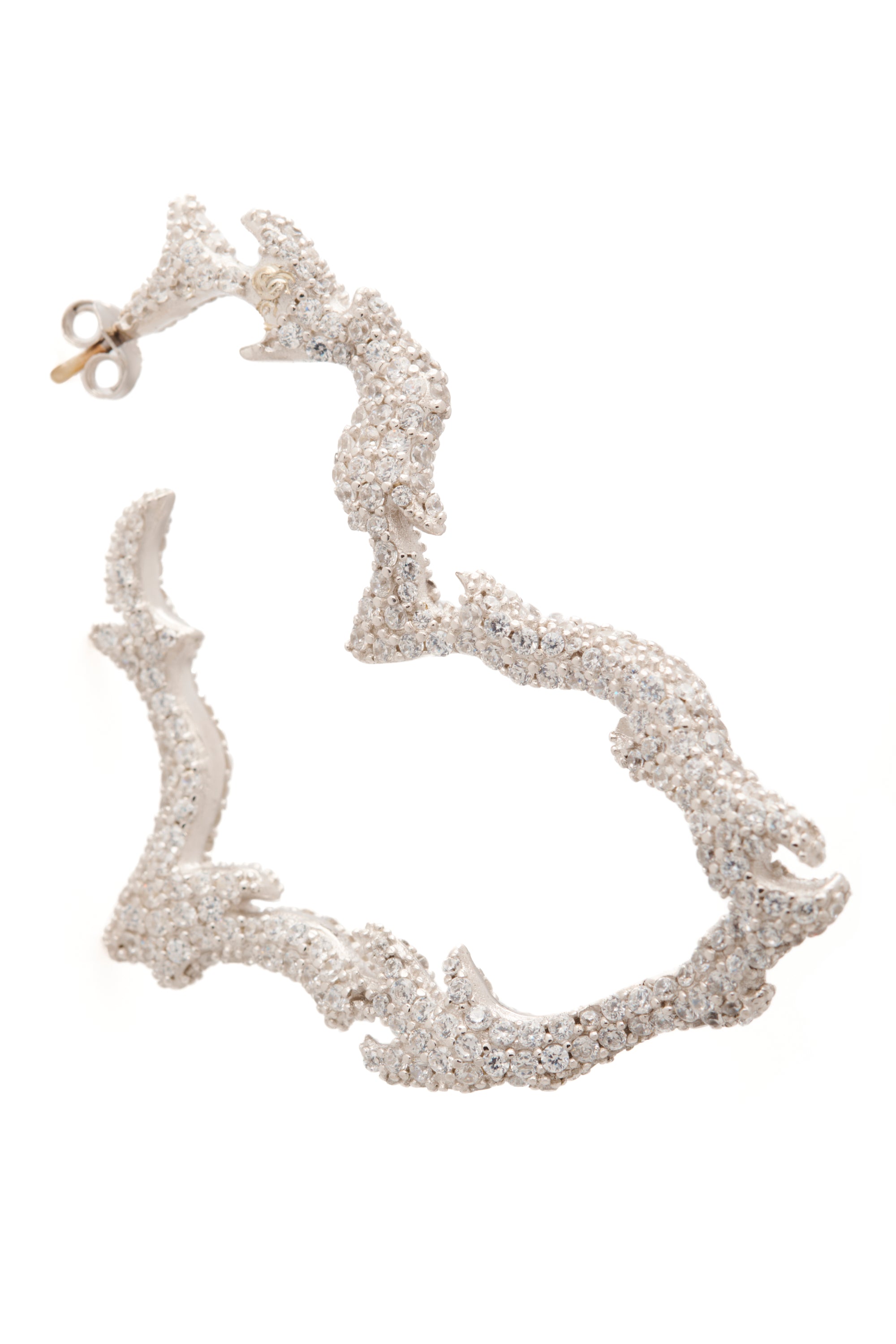 CRYSTAL CLEAR FLAME HEART EARRINGS