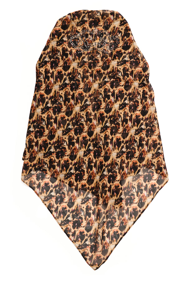 LEOPARD PEONY PRINCESS FOULARD SCARF
