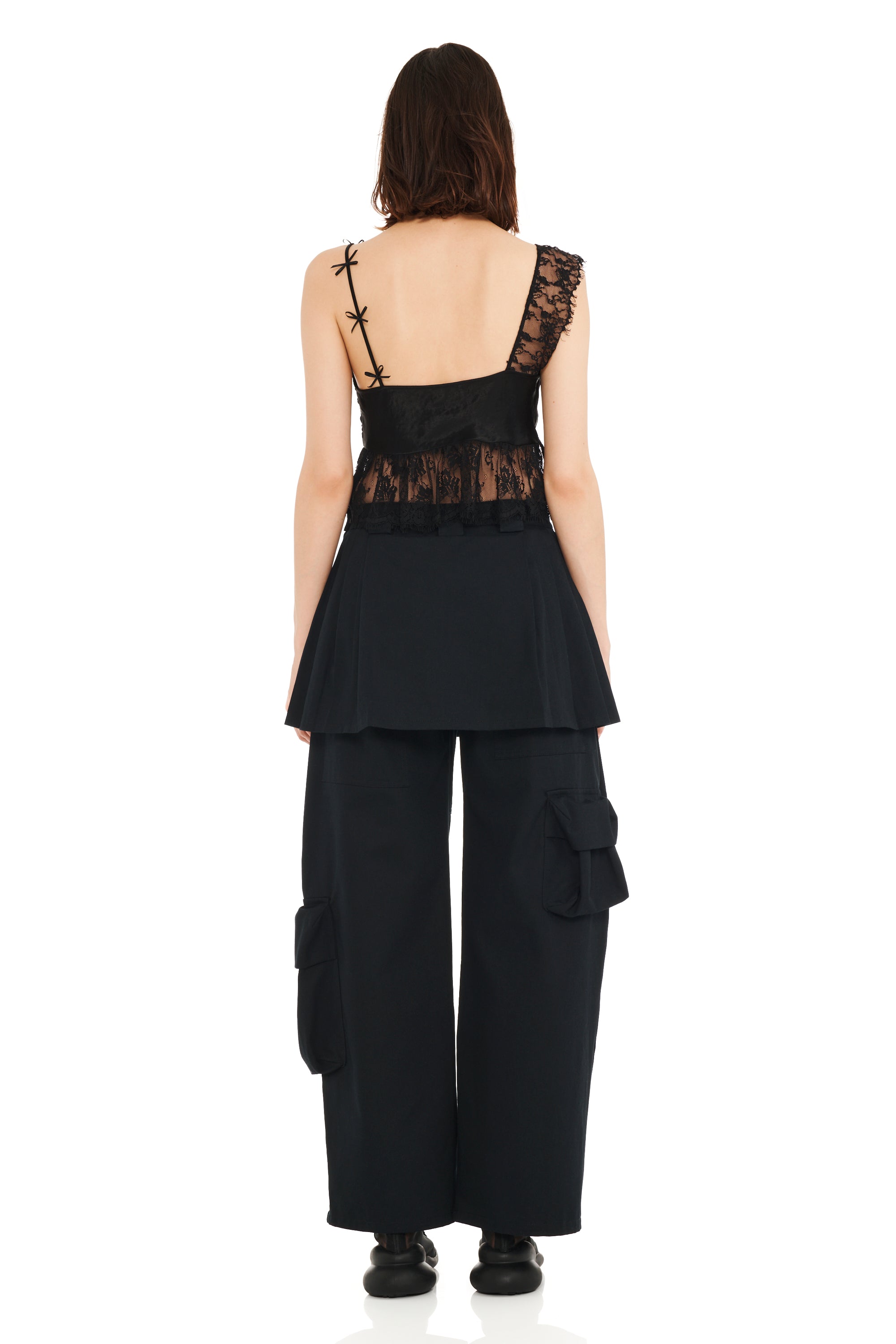 BLACK FLOWER DREAM LAWN SKIRT CARGO PANT | Collina Strada