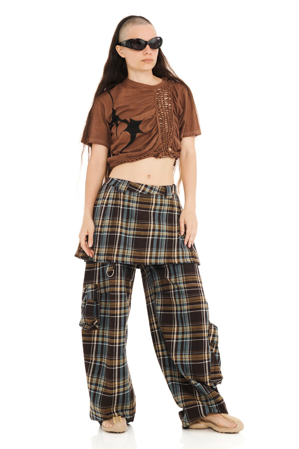 LOAM PLAID LAWN SKIRT CARGO PANT
