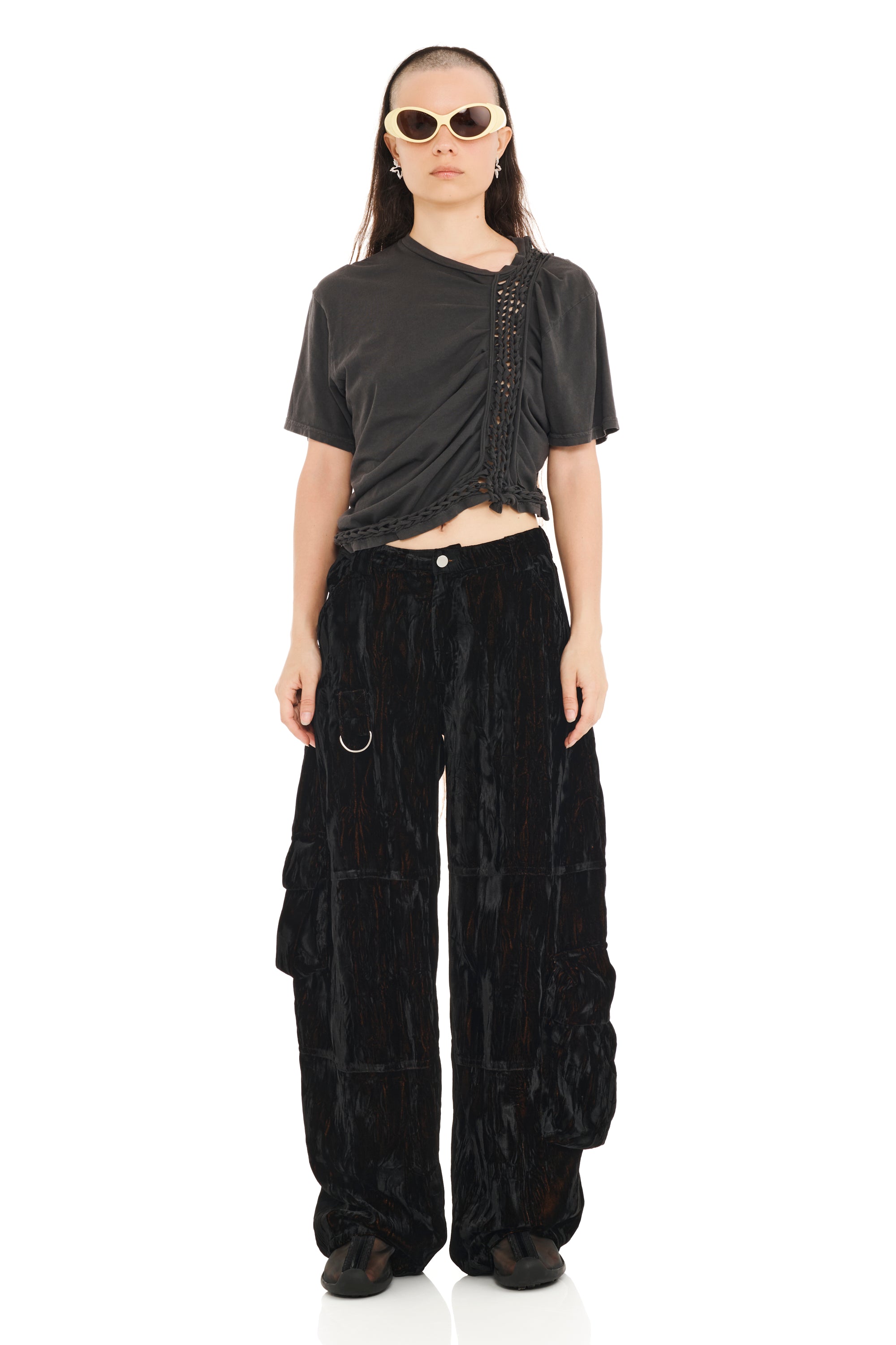 BLACK VELVET LAWN CARGO PANT