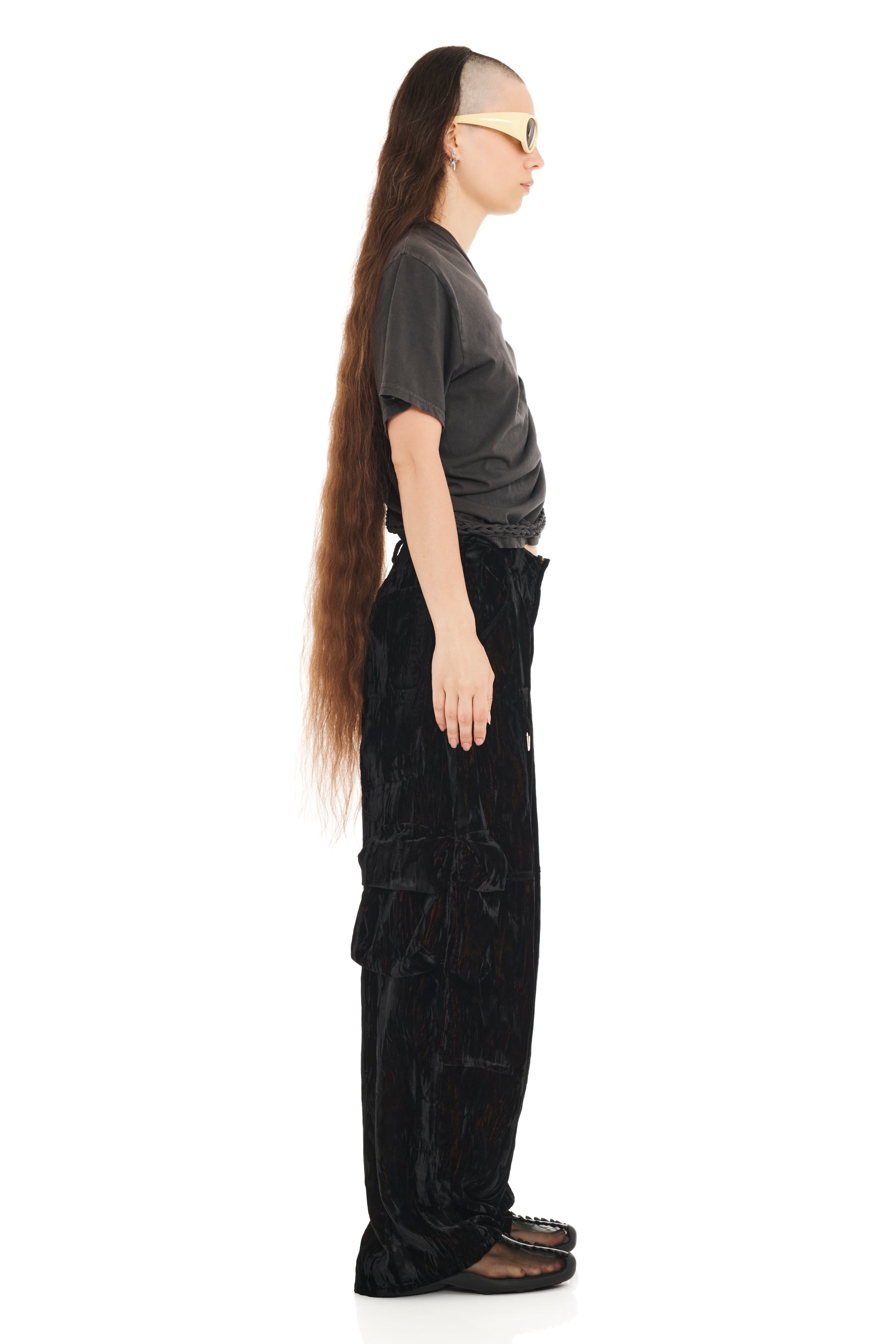 BLACK VELVET LAWN CARGO PANT | COLLINA STRADA