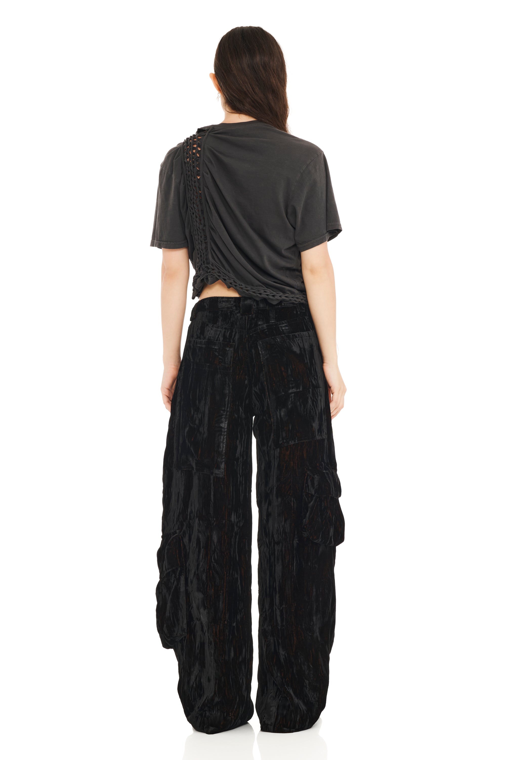BLACK VELVET LAWN CARGO PANT | COLLINA STRADA