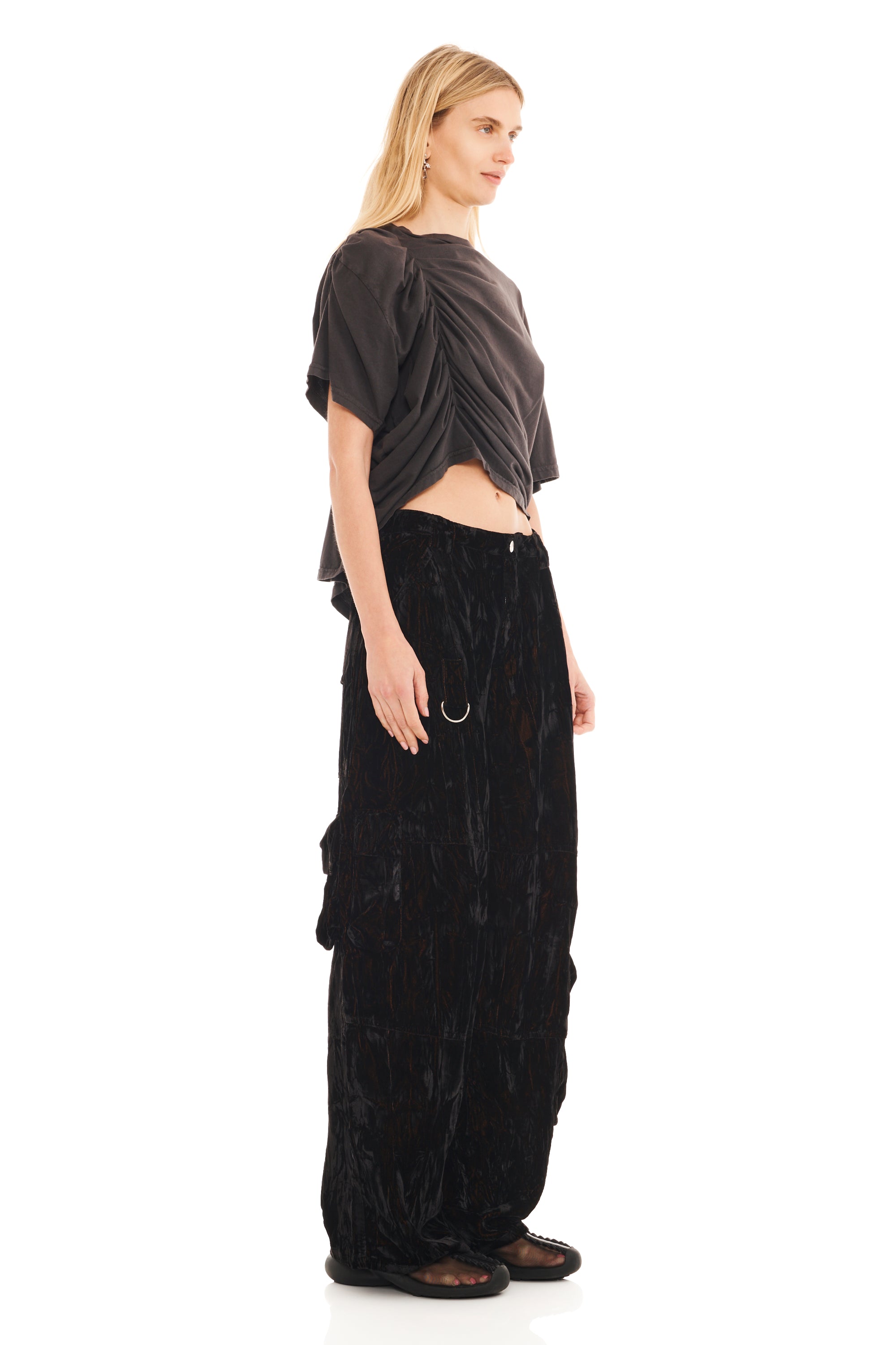 BLACK VELVET LAWN CARGO PANT | COLLINA STRADA
