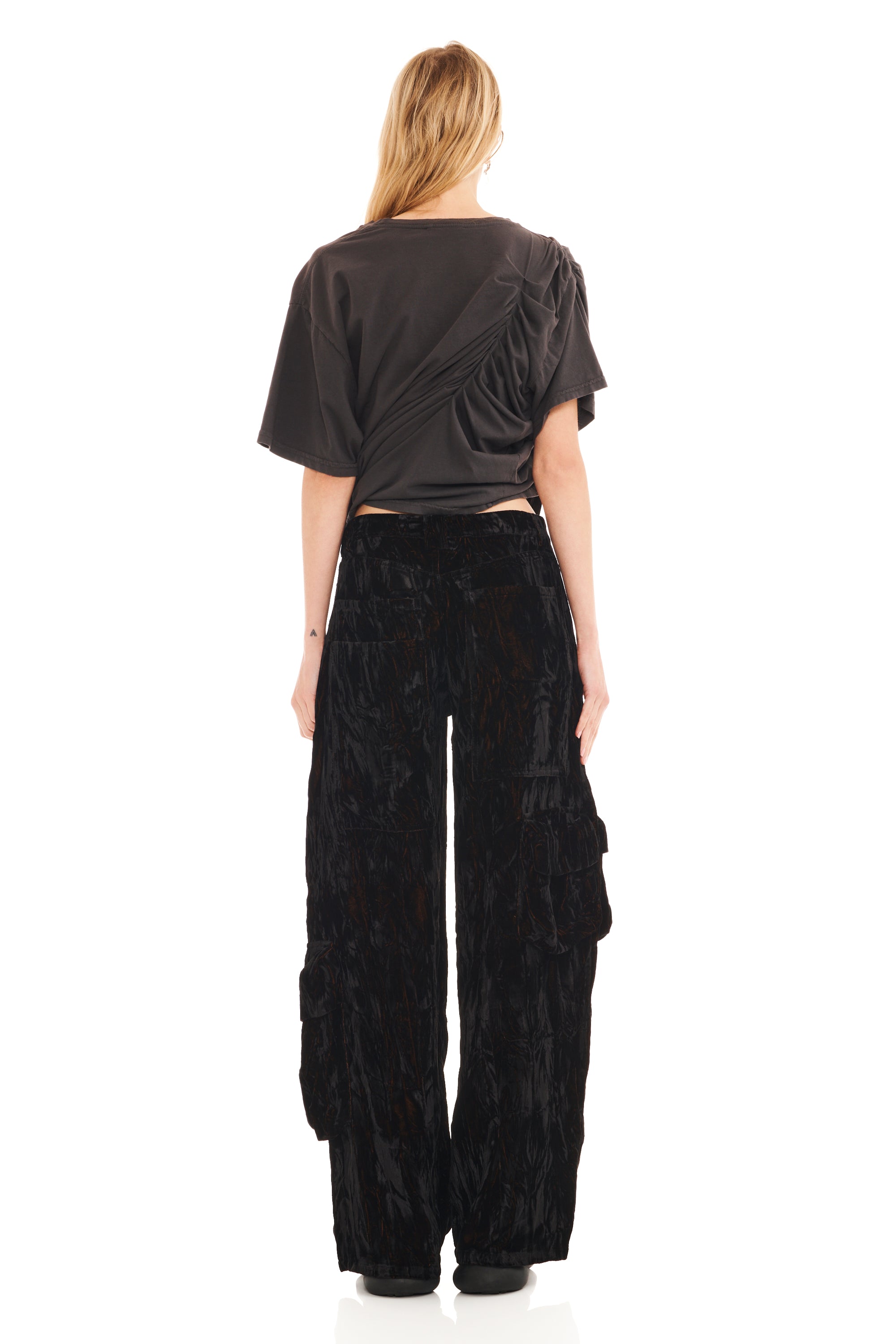 BLACK VELVET LAWN CARGO PANT | COLLINA STRADA