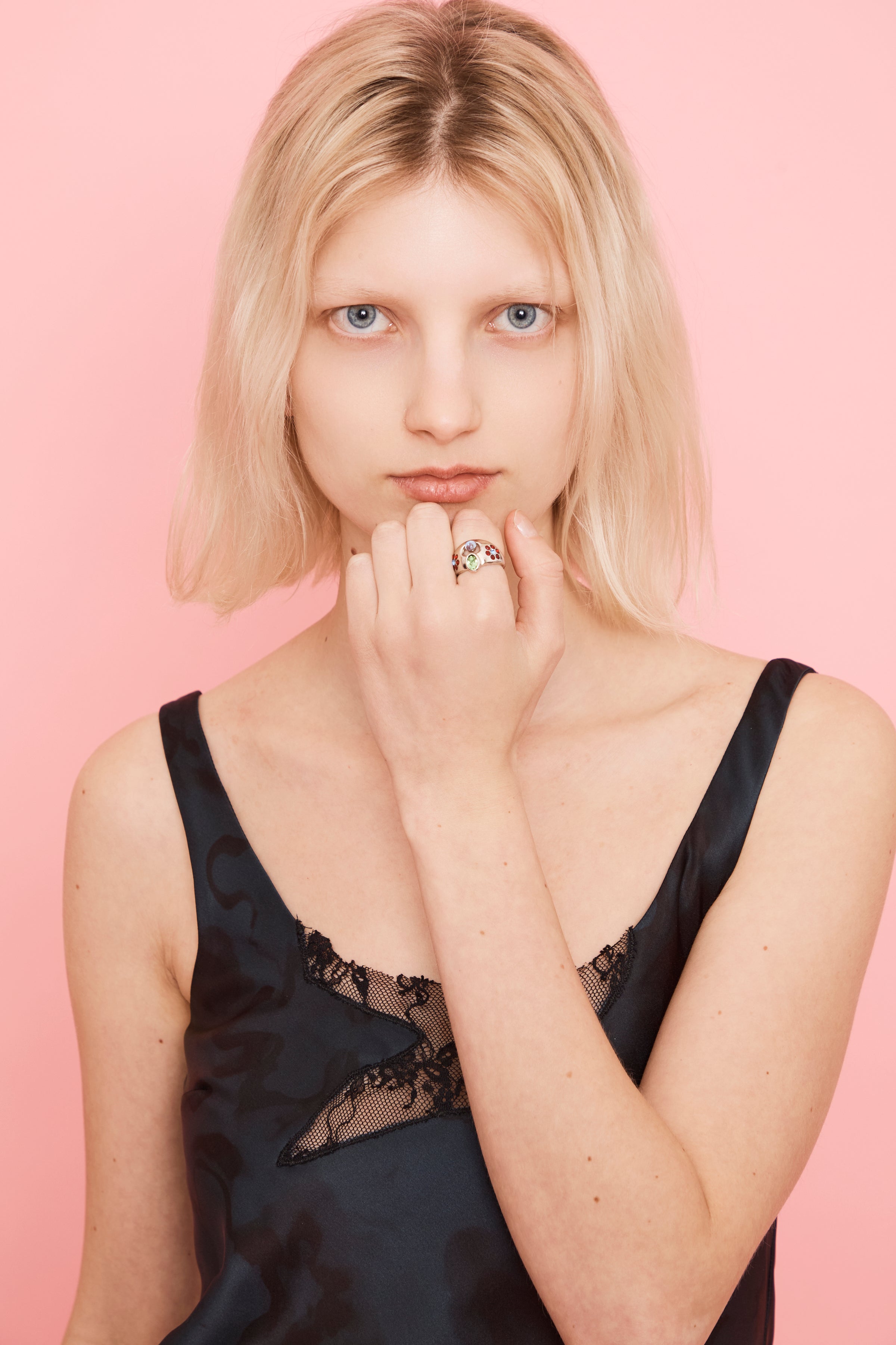 SKY RUBY COSMIC DAISY RING