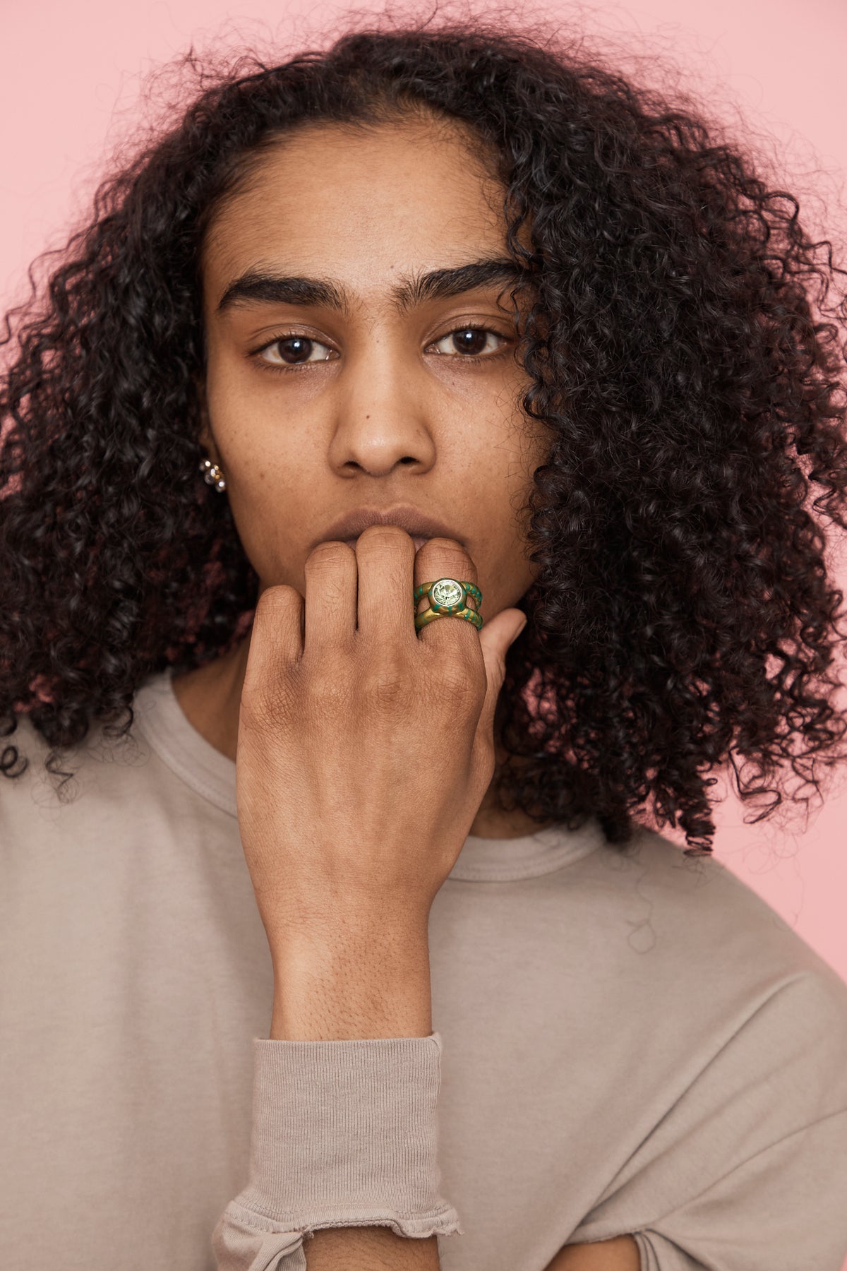 OLIVE STRIPE CULLEN RING