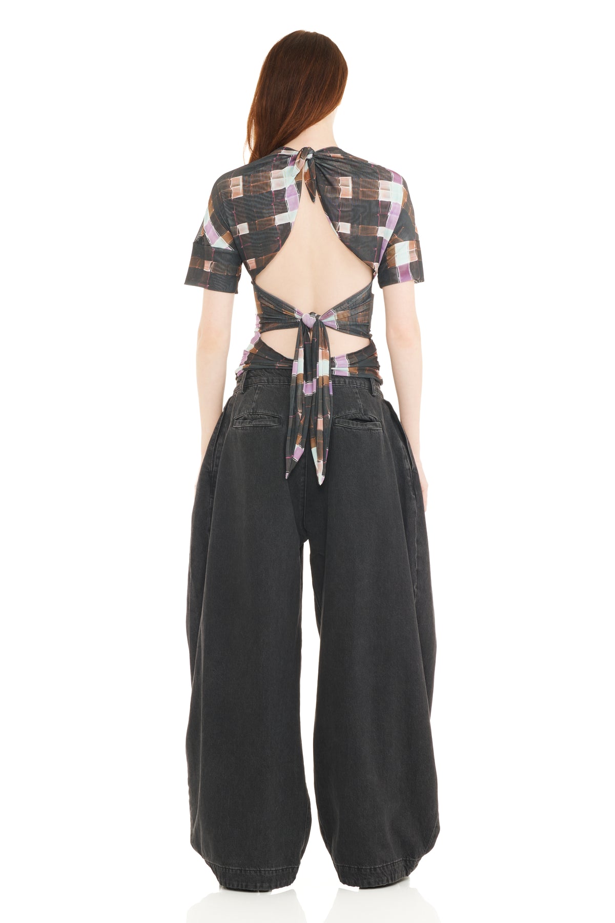 CHOCOLATE PAINTED PLAID YURA TOP