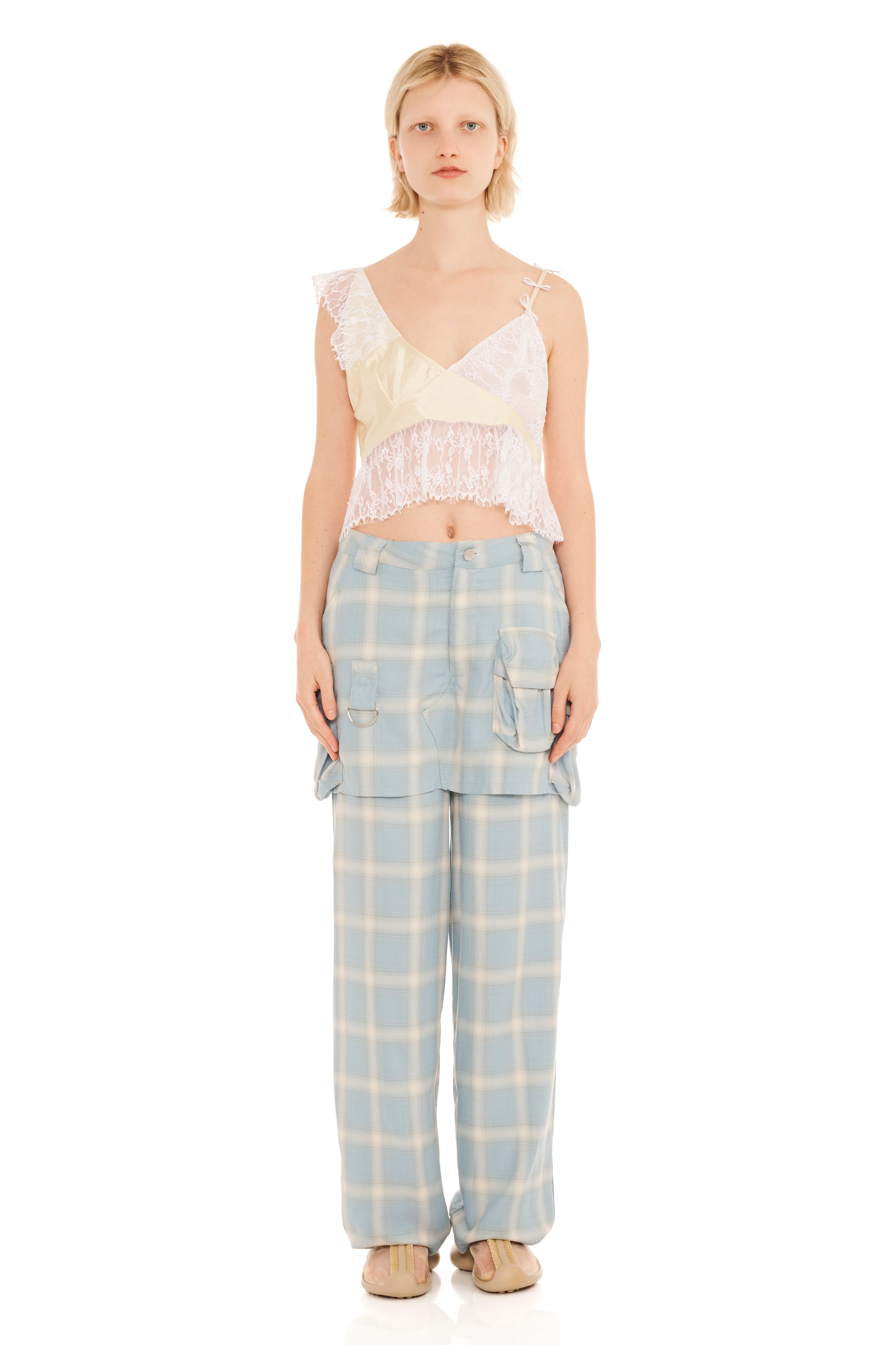 OCEAN PLAID CARGO SKIRTPANT