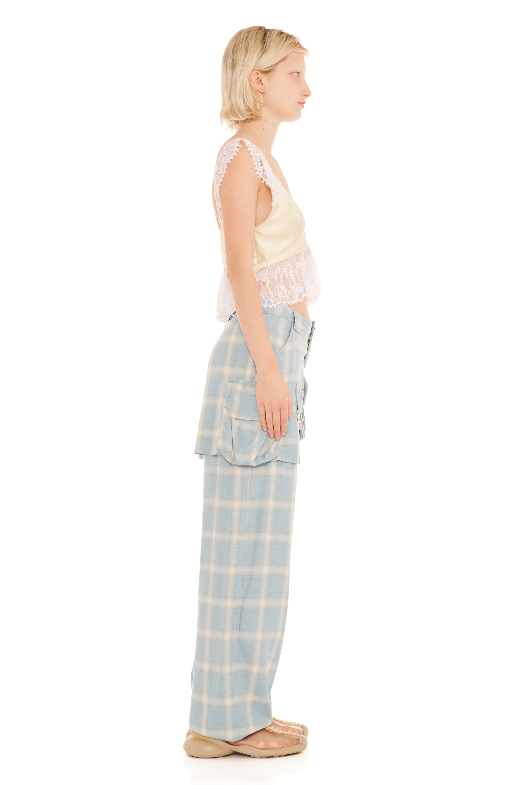 OCEAN PLAID CARGO SKIRTPANT