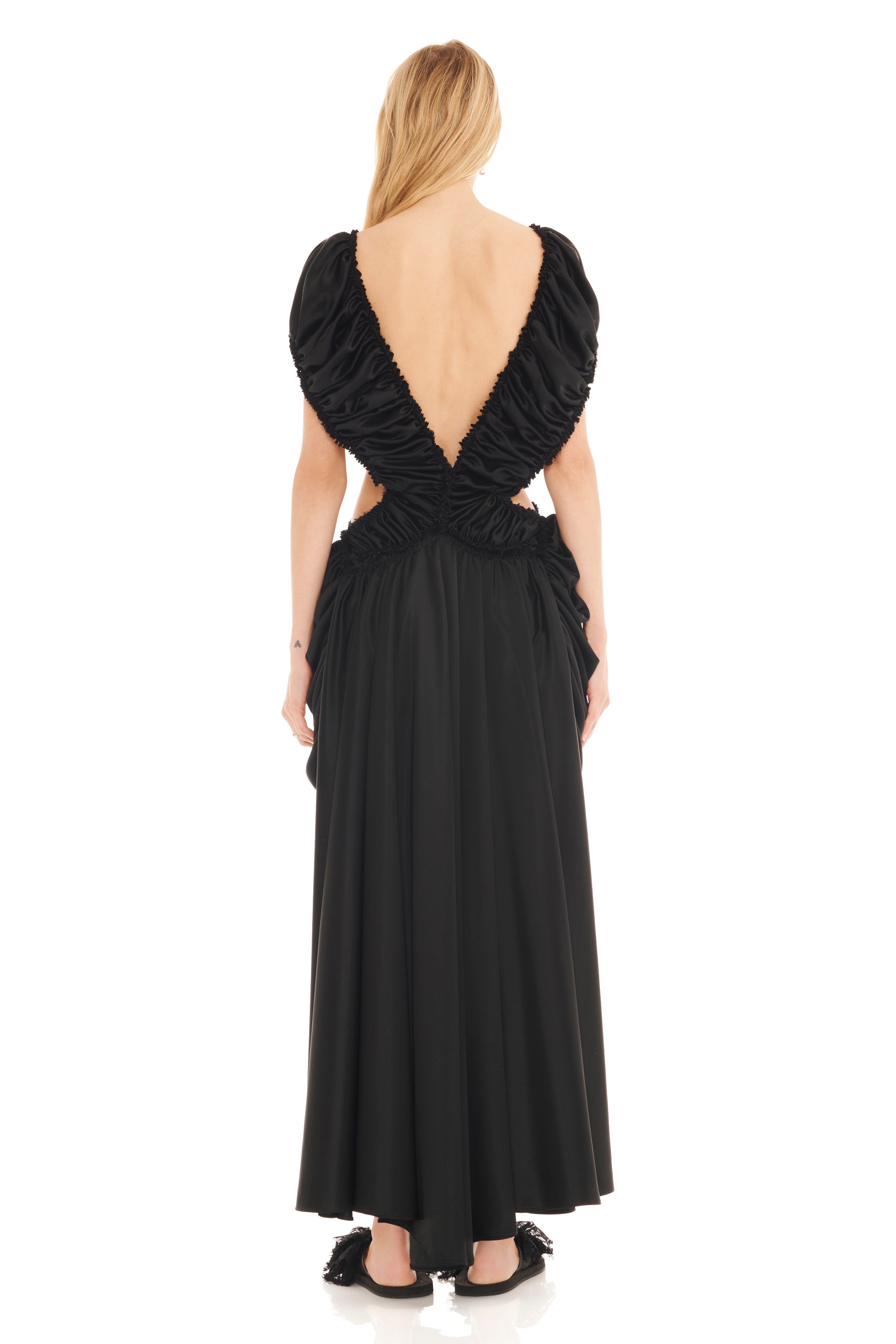 BLACK SATIN DIAMOND DRESS