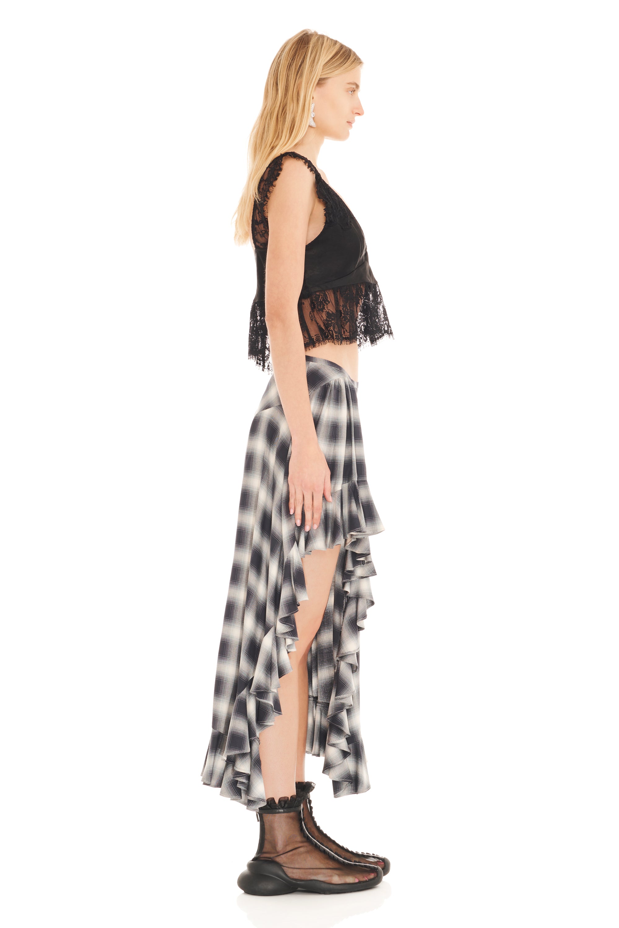 Collina Strada Florist Skirt in Fog Plaid