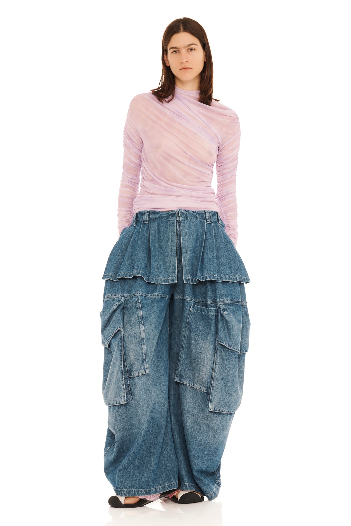 FLORAL SCRIBBLE NETTLE L S TOP