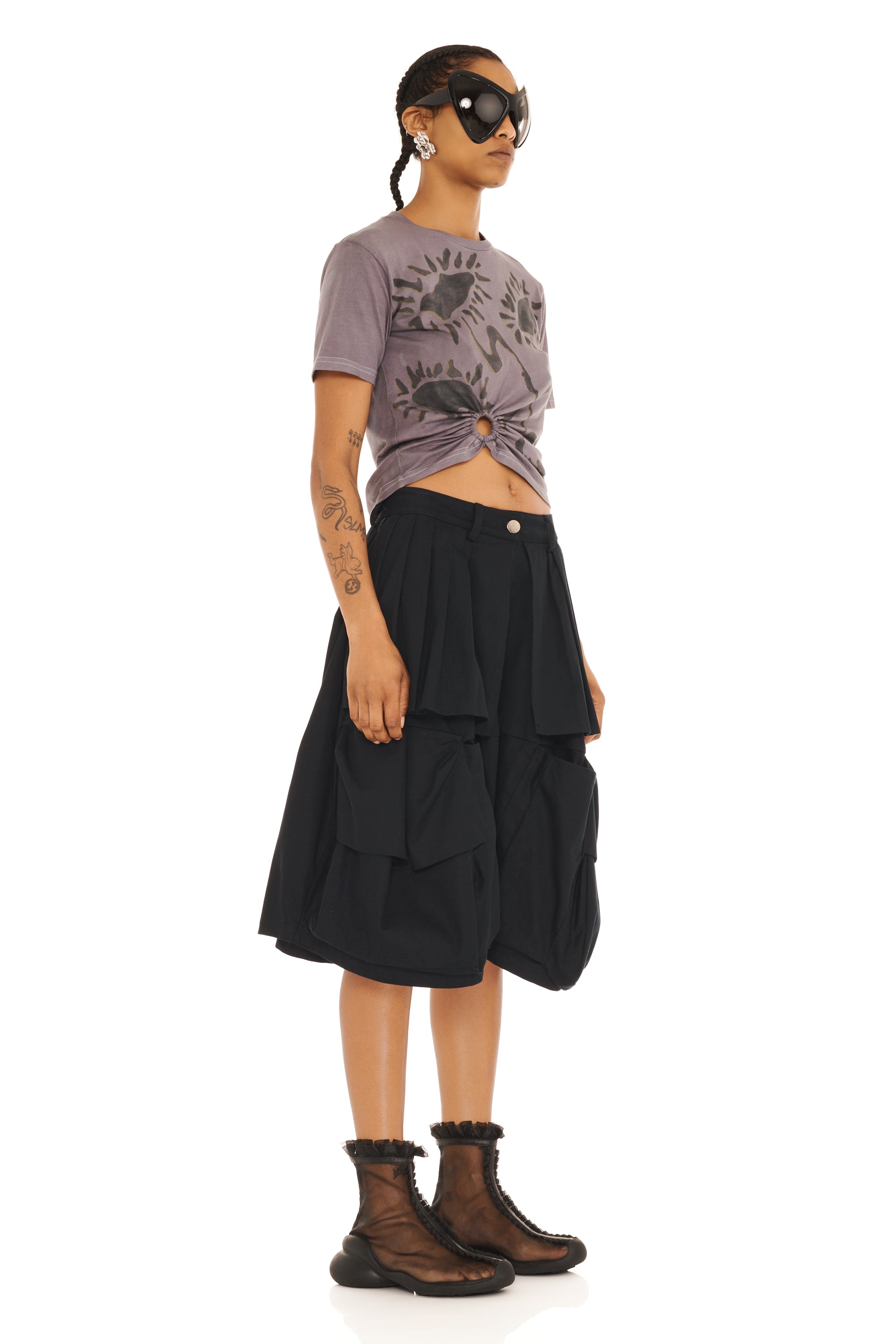 BLACK DENIM HAZEL CARGO SHORT