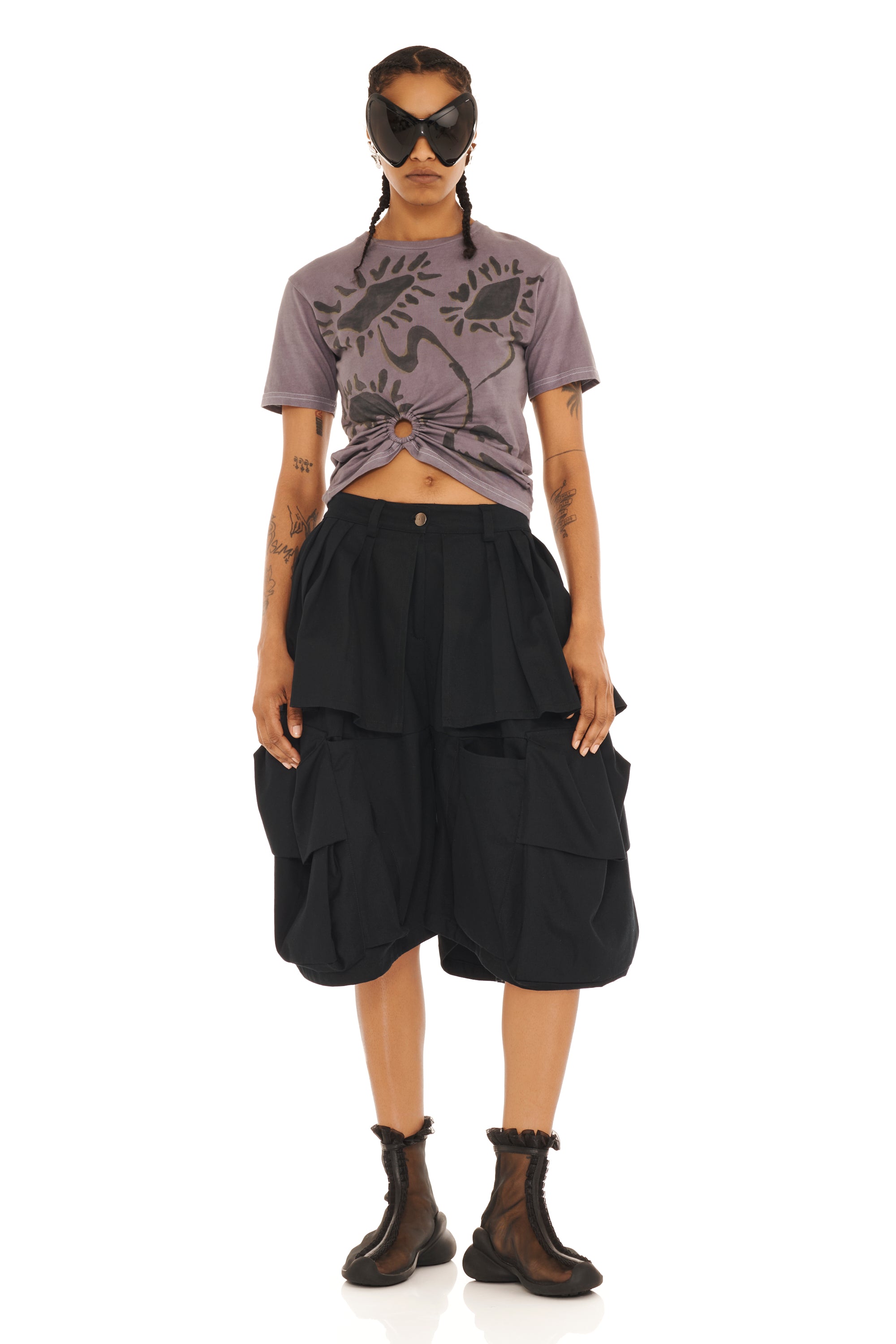 BLACK DENIM HAZEL CARGO SHORT