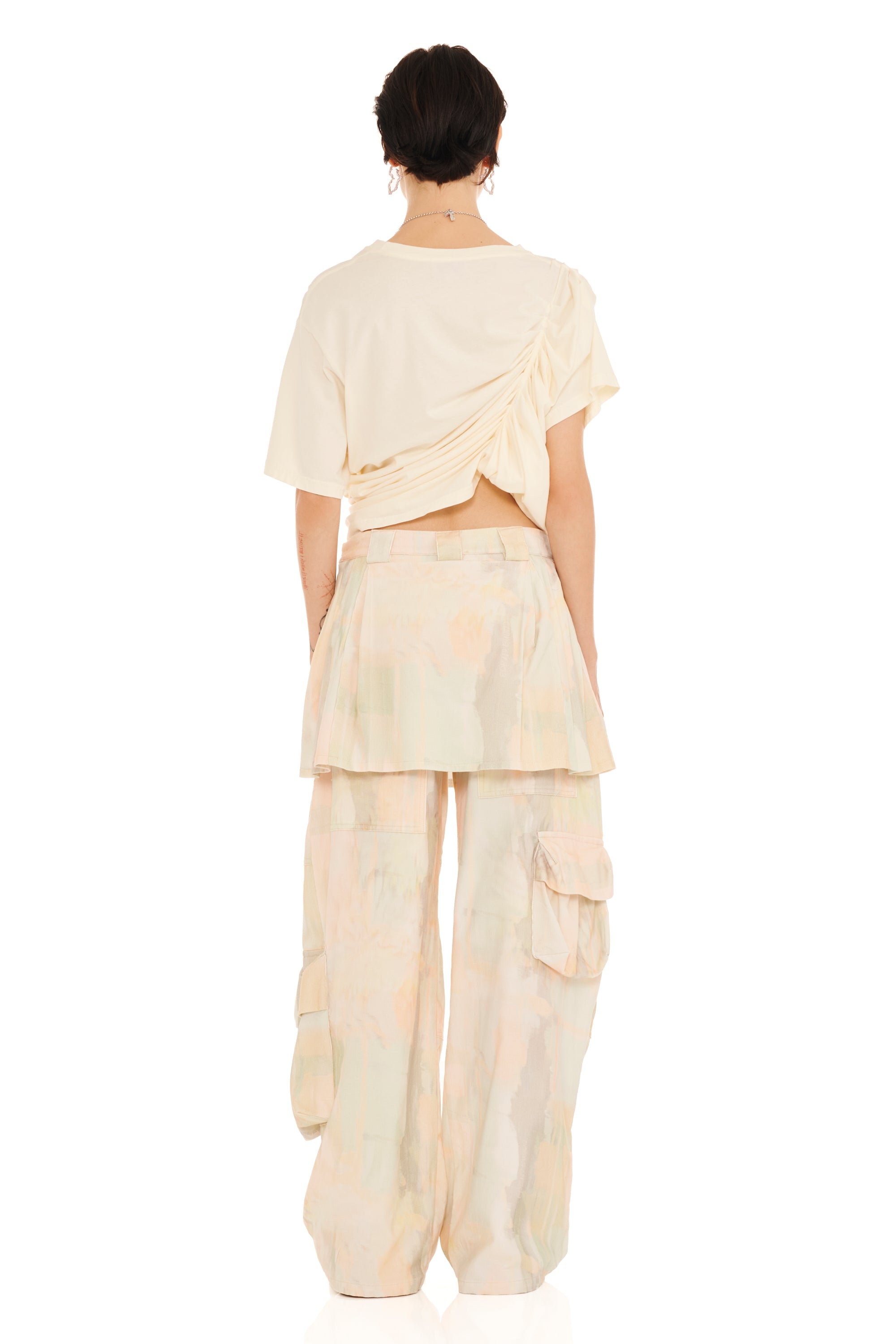 GUA SHA PLAID LAWN SKIRT CARGO PANT