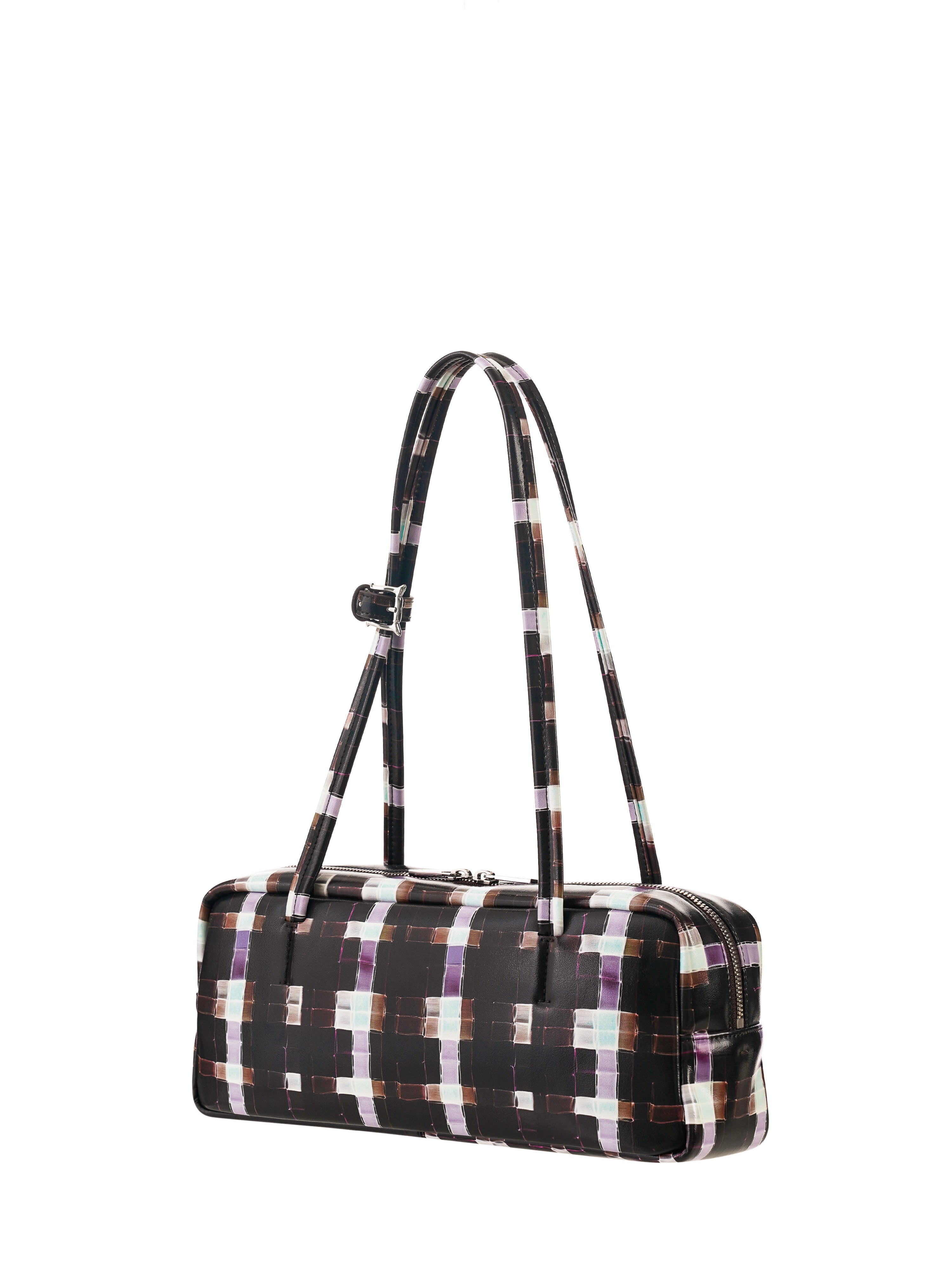 CHOCOLATE PAINTED PLAID BAGUETTE BAG