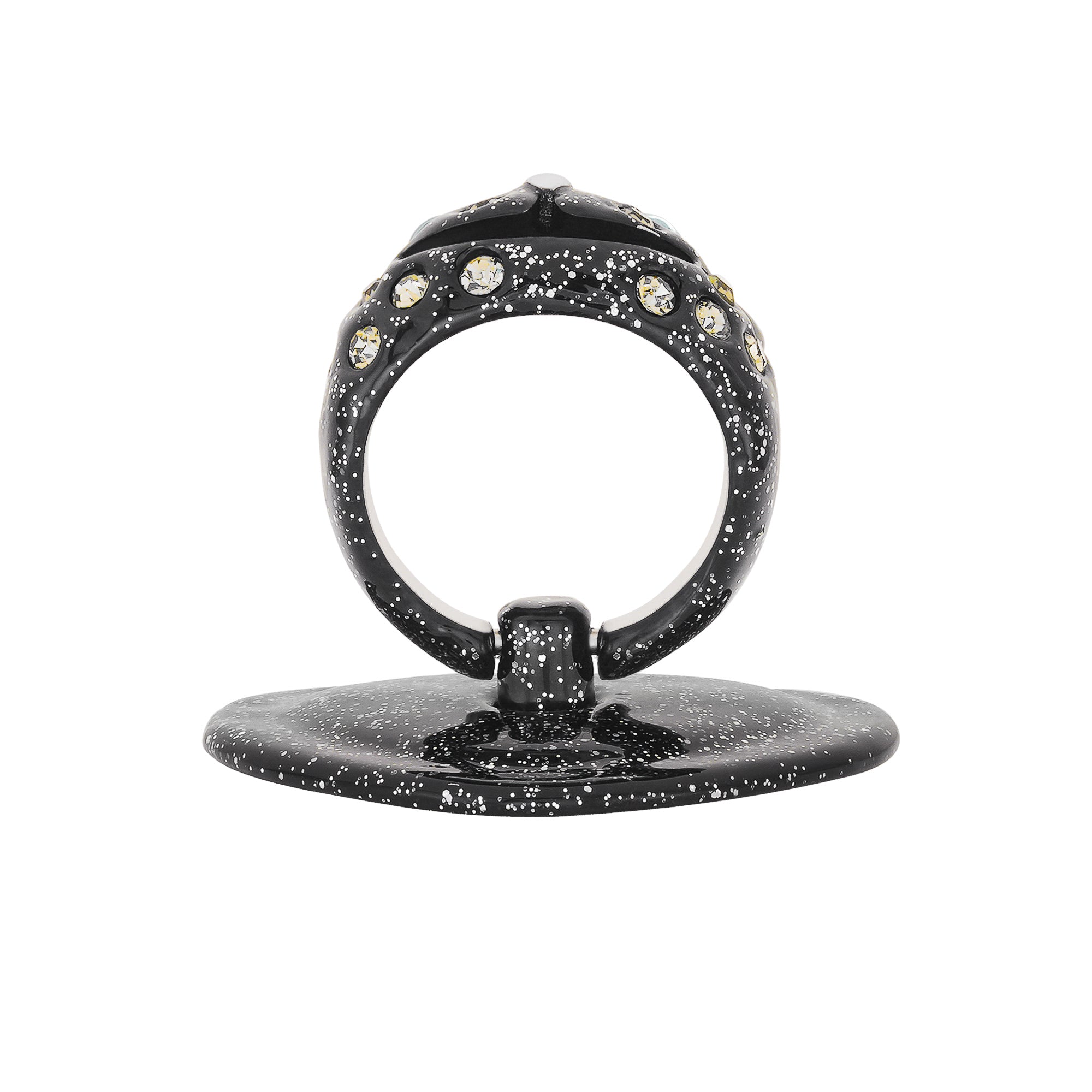 GLITTER BLACK PRINCESS BEAR GRIP RING