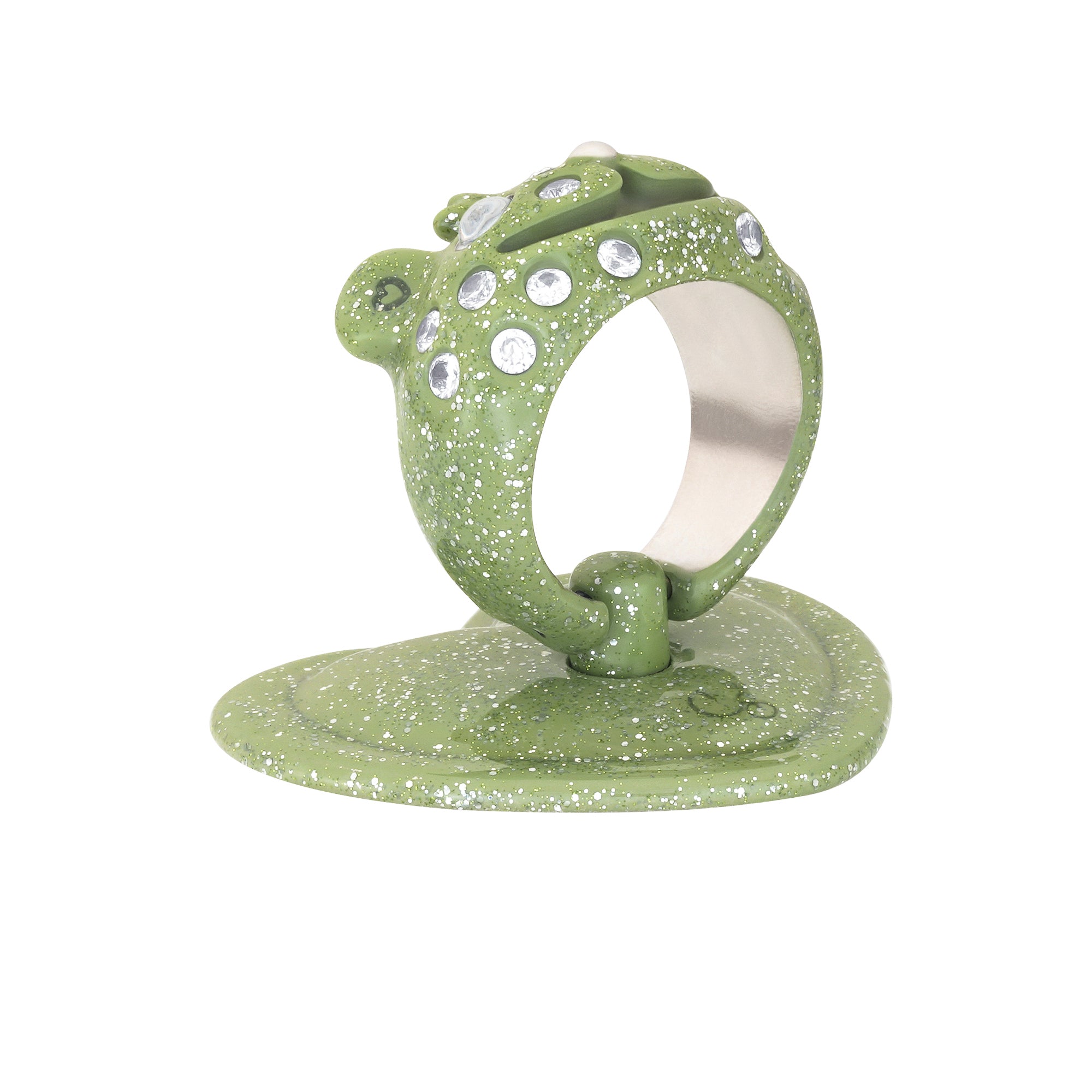 GLITTER GREEN PRINCESS BEAR GRIP RING