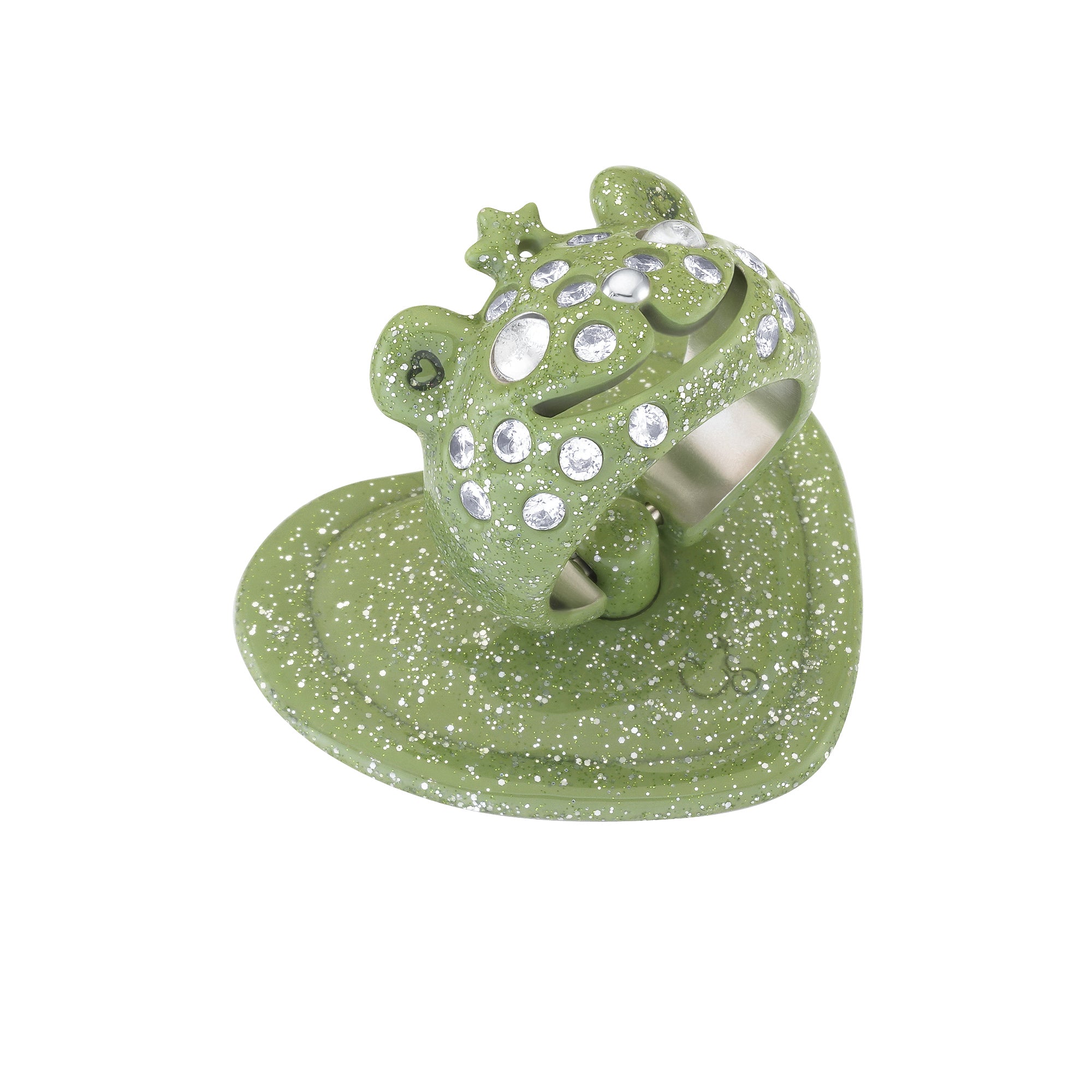 GLITTER GREEN PRINCESS BEAR GRIP RING