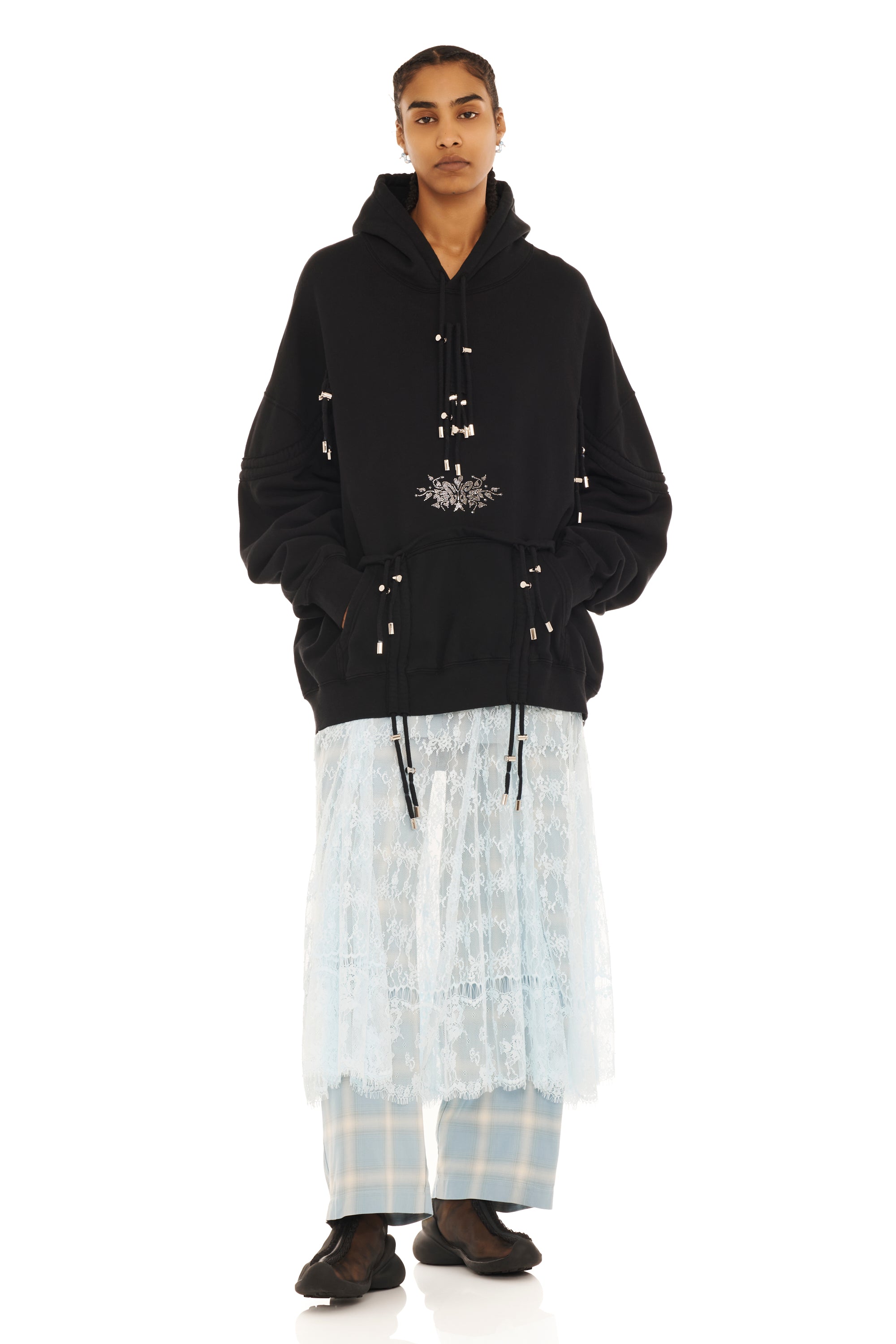 RHINESTONE BLACK BURST HOODIE