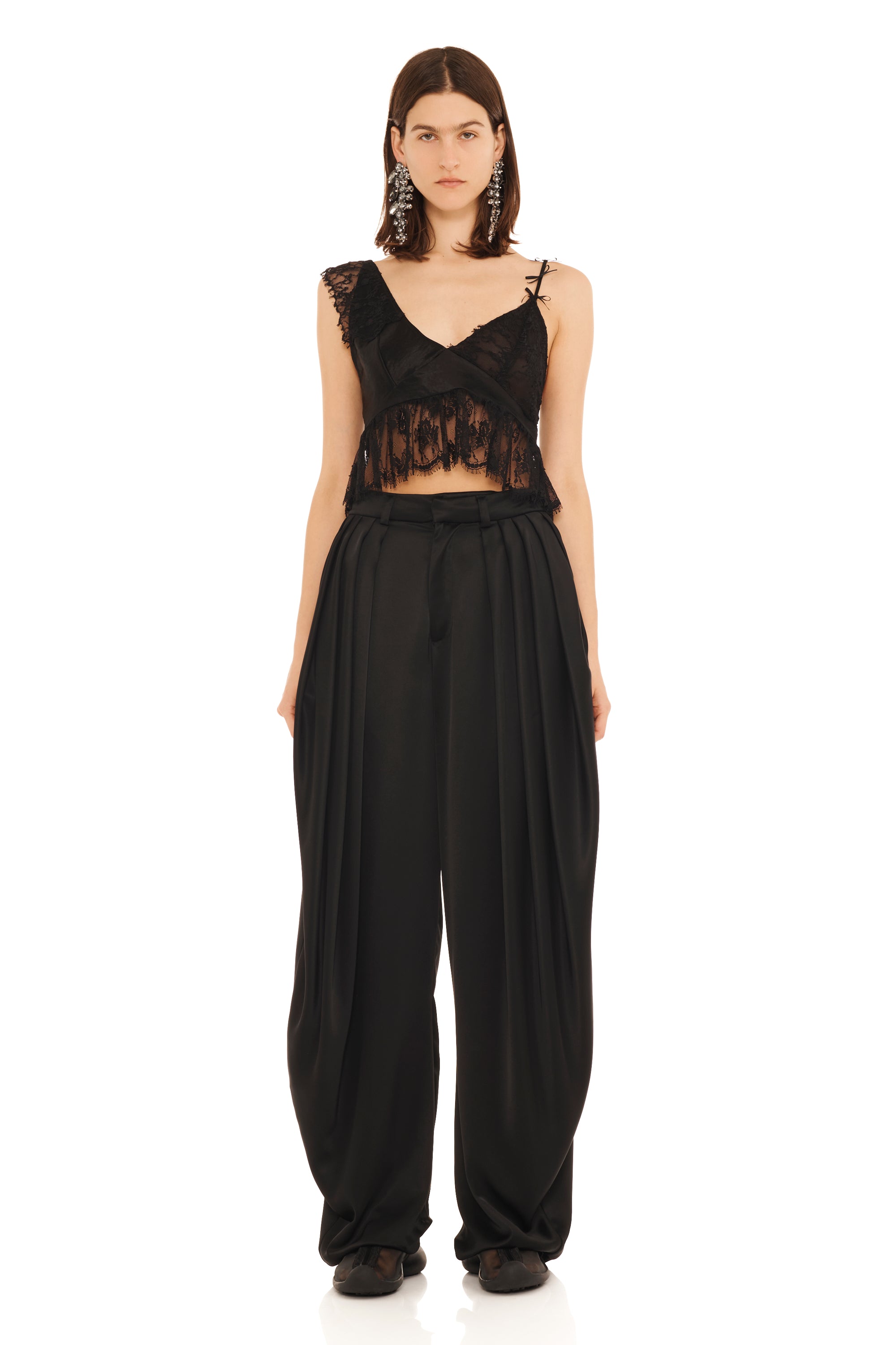 BLACK SATIN SIMONE PANT