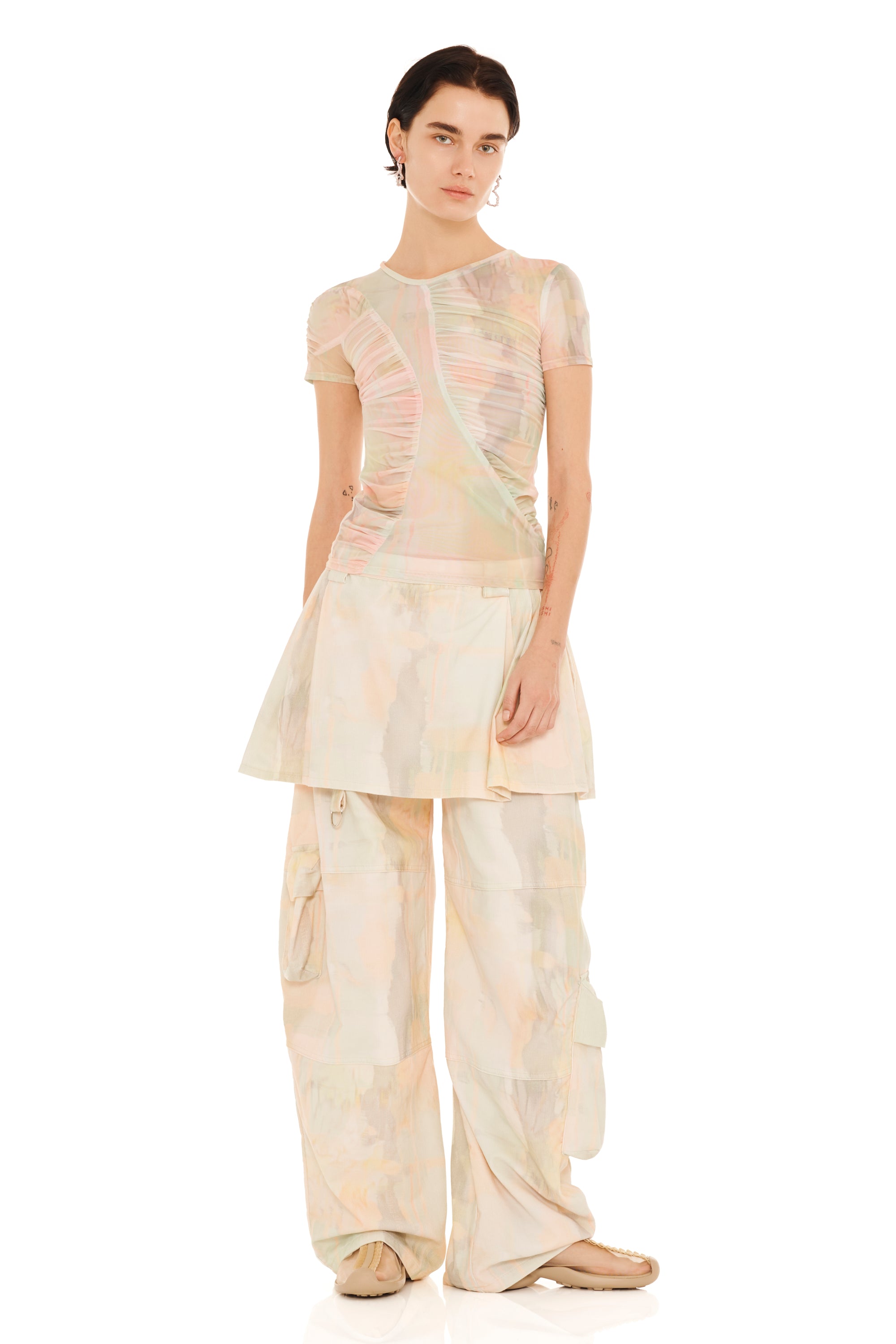 GUA SHA PLAID S/S SERPENTINE TOP